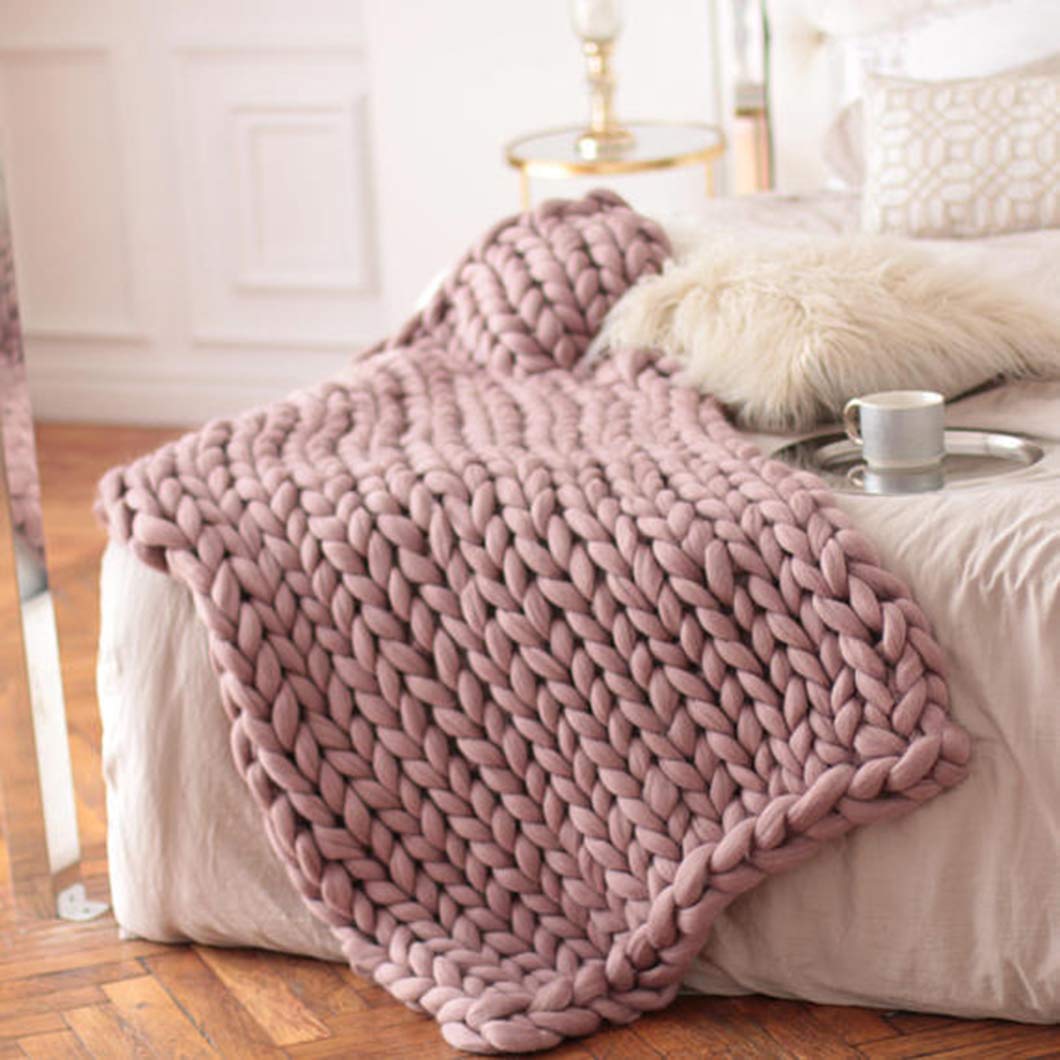 Large Chunky Knit Blanket - Soft & Thick Merino Wool Handmade Cable Throw - Oversized Yarn Blanket for Sofa, Bed & Home Decor - Perfect for Cozy Winter Nights & Boho Chic Living Room