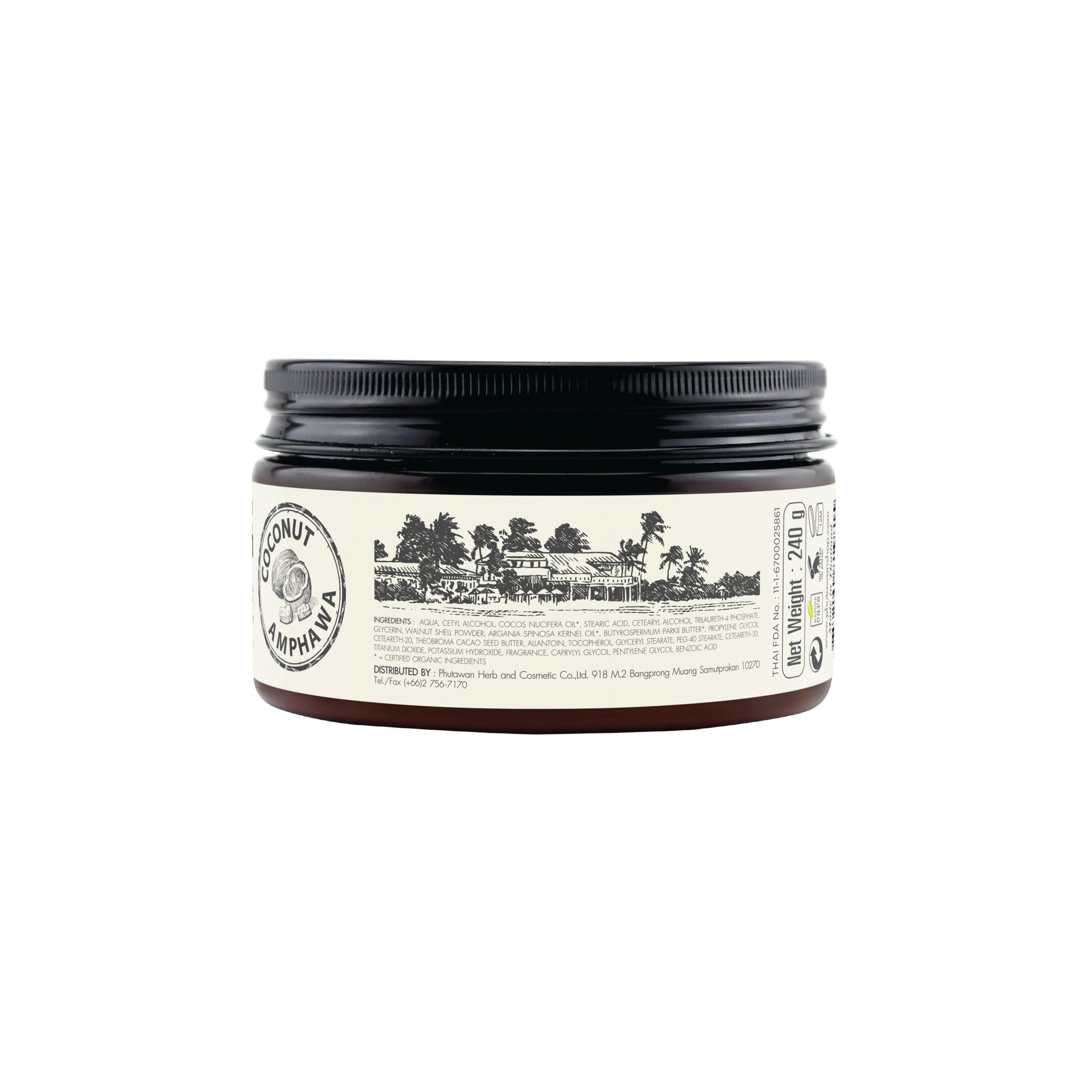 Organic Coconut Butter Body Scrub by PHUTAWAN - 8.46 oz (Pack of 3) | Exfoliating & Moisturizing for Soft Skin | Perfect for Spa Day, Dry Skin Care & Self-Care Routine