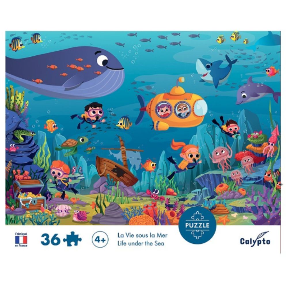 Calypto Jigsaw Puzzle - Life Under The Sea 36 Piece Ocean Animal Puzzle for Kids - Perfect for Family Game Night & Educational Play