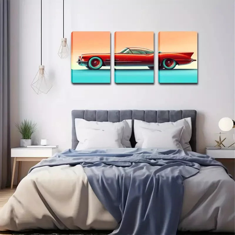 3-Piece Framed Canvas Wall Art Set - 40x60cm High-Quality Australian-Made Prints - Modern Car & Attractive Artwork - Ready to Hang for Living Room, Bedroom, or Office Decor