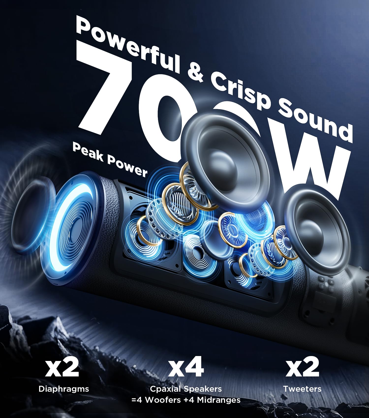 27 Inch UTV Sound Bar with Bluetooth - Waterproof ATV Stereo System with Multicolor LED Lights | Compatible with Polaris RZR, Can-Am SXS & Marine Boats | Perfect for Off-Road Adventures, Golf Carts & Outdoor Parties