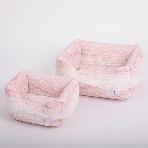 Luxury Pink Fawn Cashmere Dog Bed - Ultra Soft & Cozy Pet Bed for Small & Medium Dogs - Perfect for Home, Crate & Travel Use