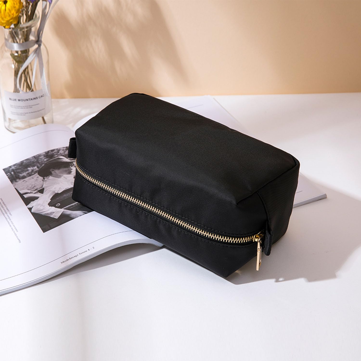 Lightweight Nylon Cosmetic Bag with Ring Clasp - Travel Makeup Organizer for Women, Perfect for Daily Use & Trips