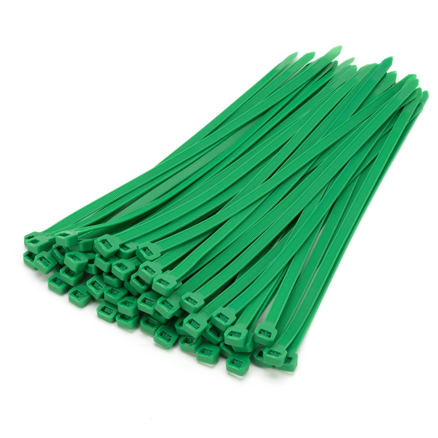 XINGO 100-Pack Heavy Duty 12-Inch Cable Zip Ties - 120LBS Tensile Strength, Self-Locking Plastic Wire Ties for Indoor & Outdoor Use (Green) - Perfect for Organizing Cables, Bundling Wires & Securing Outdoor Equipment