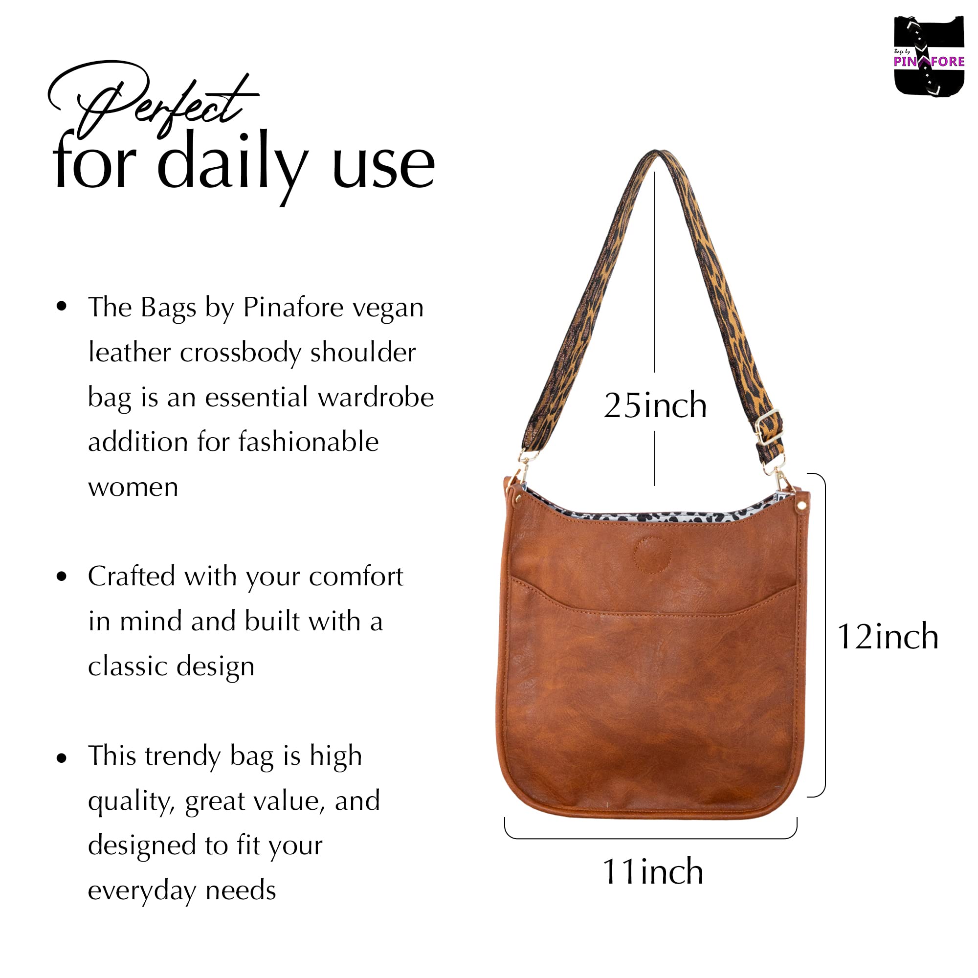 Stylish Vegan Leather Pinafore Crossbody Shoulder Bag with Adjustable Strap - Perfect for Work, Travel & Everyday Use