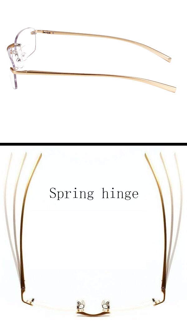 Rimless Rectangle Bifocal Reading Glasses for Men and Women - Lightweight Spring Hinge Frameless Readers - Perfect for Reading, Computer Work, and Daily Use