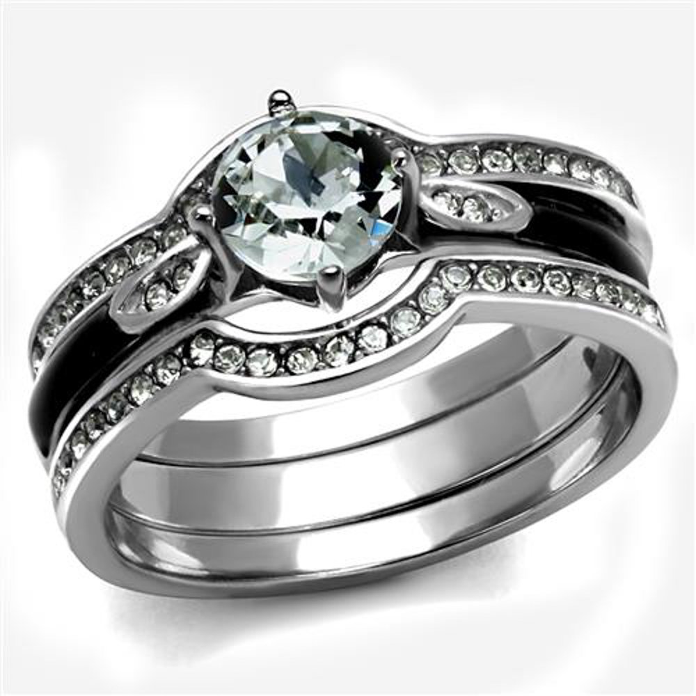 His & Hers Wedding Rings Set - 4-Piece Stainless Steel & Titanium Bands for Couples