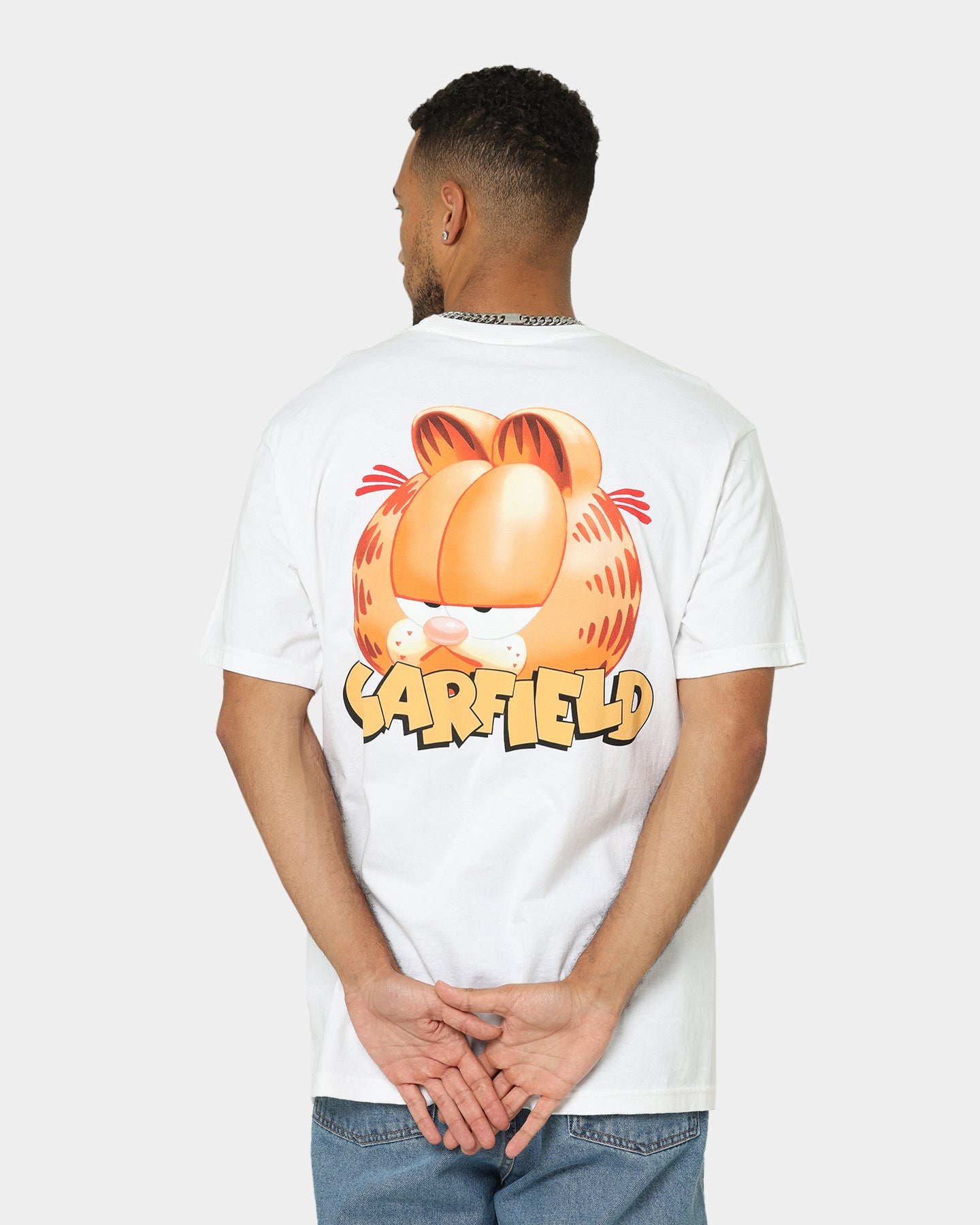 Vintage American Thrift X Garfield Graphic T-Shirt - White Cotton Tee for Men & Women | Casual Wear, Cosplay & Pop Culture Fashion