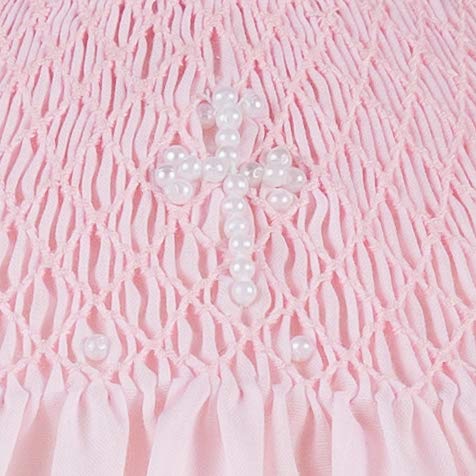 Hand Smocked Baptism Dresses for Baby Girls - Pearl Cross Bishop Christening Gown with Bonnet | Perfect for Church Ceremonies, Christenings & Special Occasions