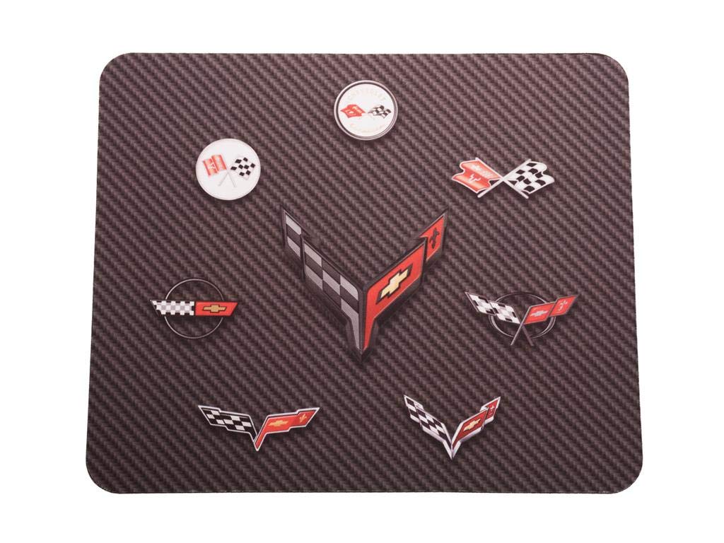Corvette Logo Mouse Pad - 8 Generation Emblems for Gaming & Office Use - Non-Slip Rubber Base for Smooth Mouse Gliding