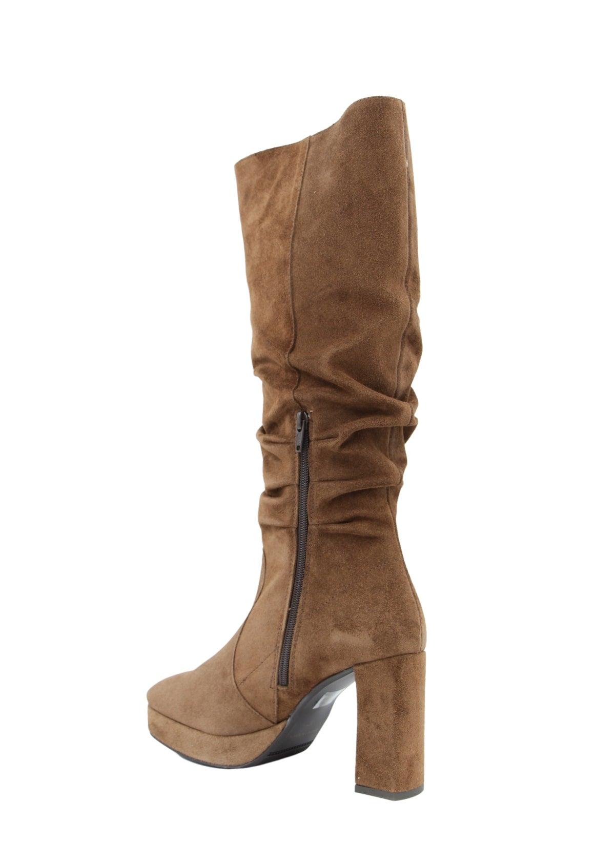 MARIAN Women's Tan Suede Slouchy Knee High Boots - Comfortable Mid-Calf Booties for Fall & Winter Fashion | Perfect for Office, Date Night & Casual Outfits