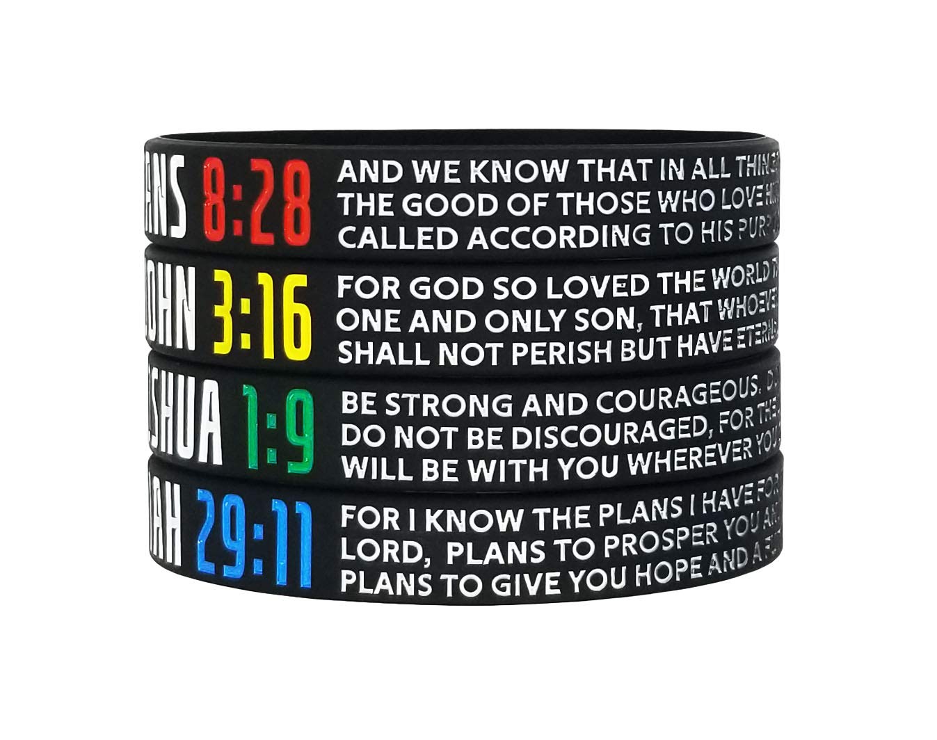 8-Pack Christian Bible Verses Silicone Bracelets - Religious Rubber Wristbands for Men, Women & Teens - Strength, Faith, Hope Inspirational Gifts - Perfect for Church, Bible Study & Daily Encouragement