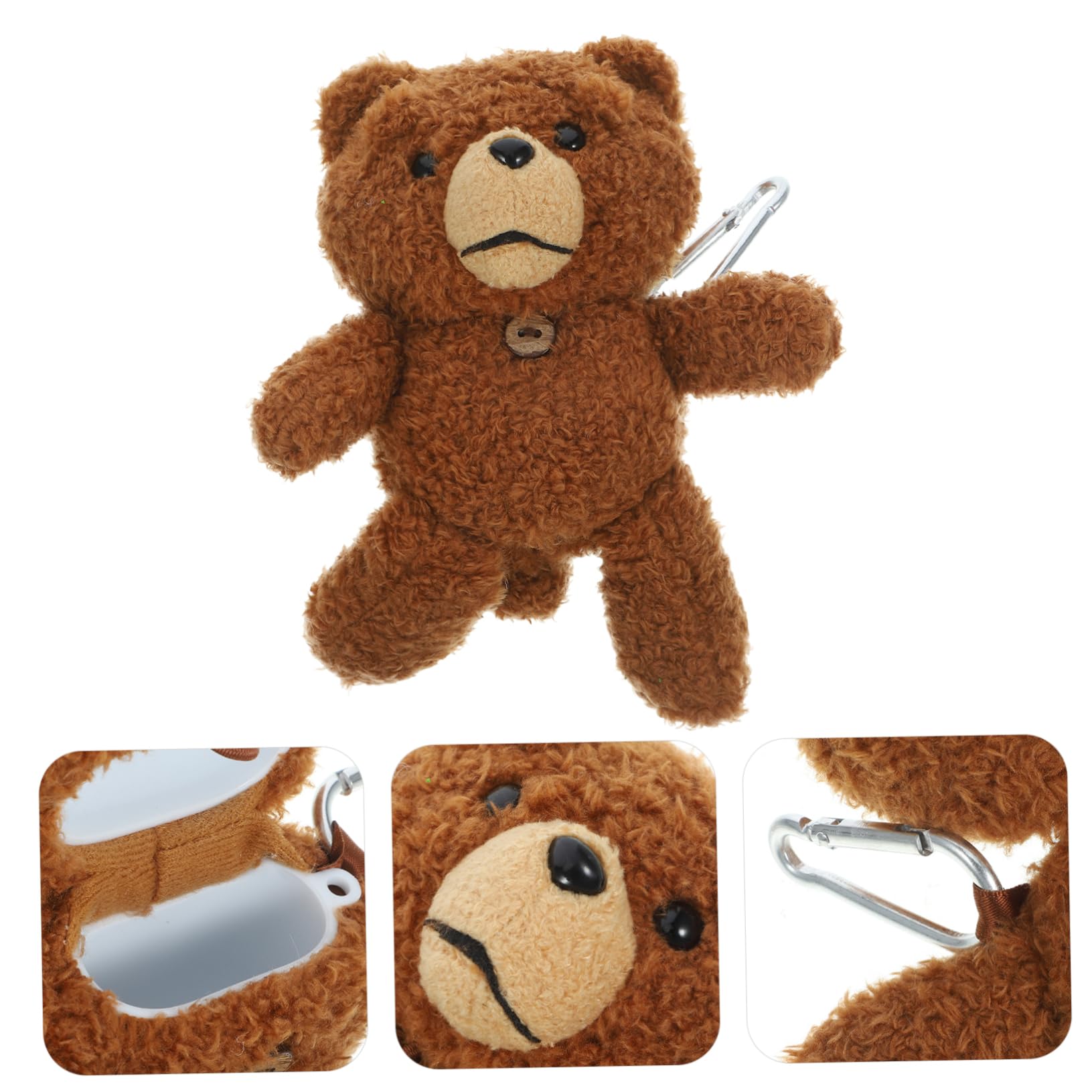 2PCS Cute Plush Bear Earphone Case Cover - Adorable Wireless Earbuds Protector for AirPods & Bluetooth Headphones - Perfect Gift for Kids & Music Lovers (Home, Travel, Gym Use)