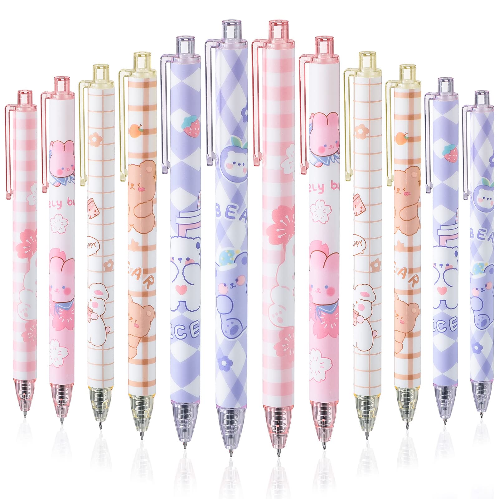 Qualirey 12-Pack Kawaii Gel Pens 0.5mm Fine Point Black Ink - Cute Retractable Ballpoint Pens for School, Office & Journaling - Stylish Stationery Gift Set for Girls & Boys (Blossom Floral Design) - Perfect for Note Taking, Bullet Journaling & Creative Writing