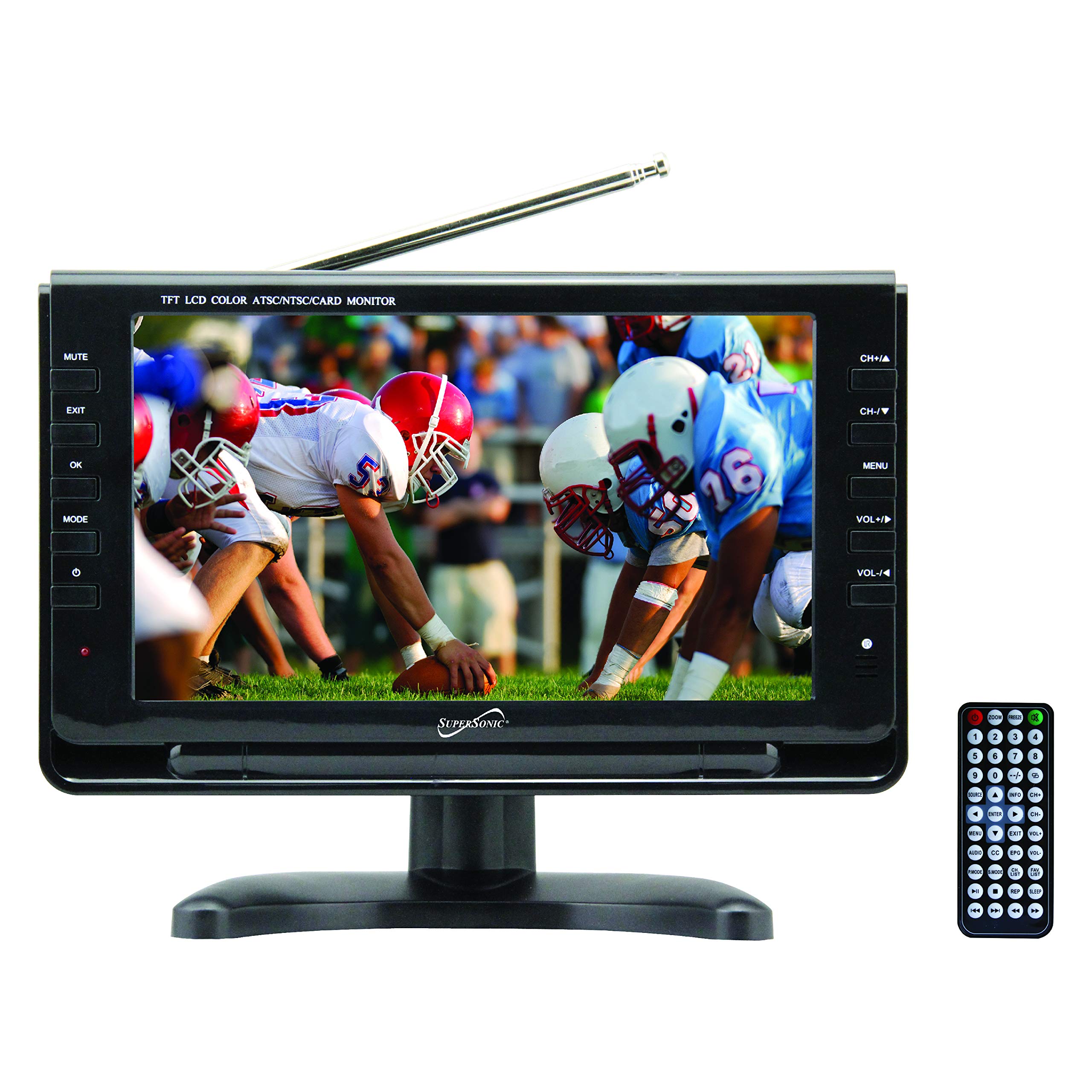 Supersonic SC-499 9-Inch Portable LED TV with HD Display, USB/SD Card Inputs, Built-in Digital Tuner, Rechargeable Battery - Perfect for RV Travel, Kitchen Countertops, Camping, Dorm Rooms & Mobile Entertainment
