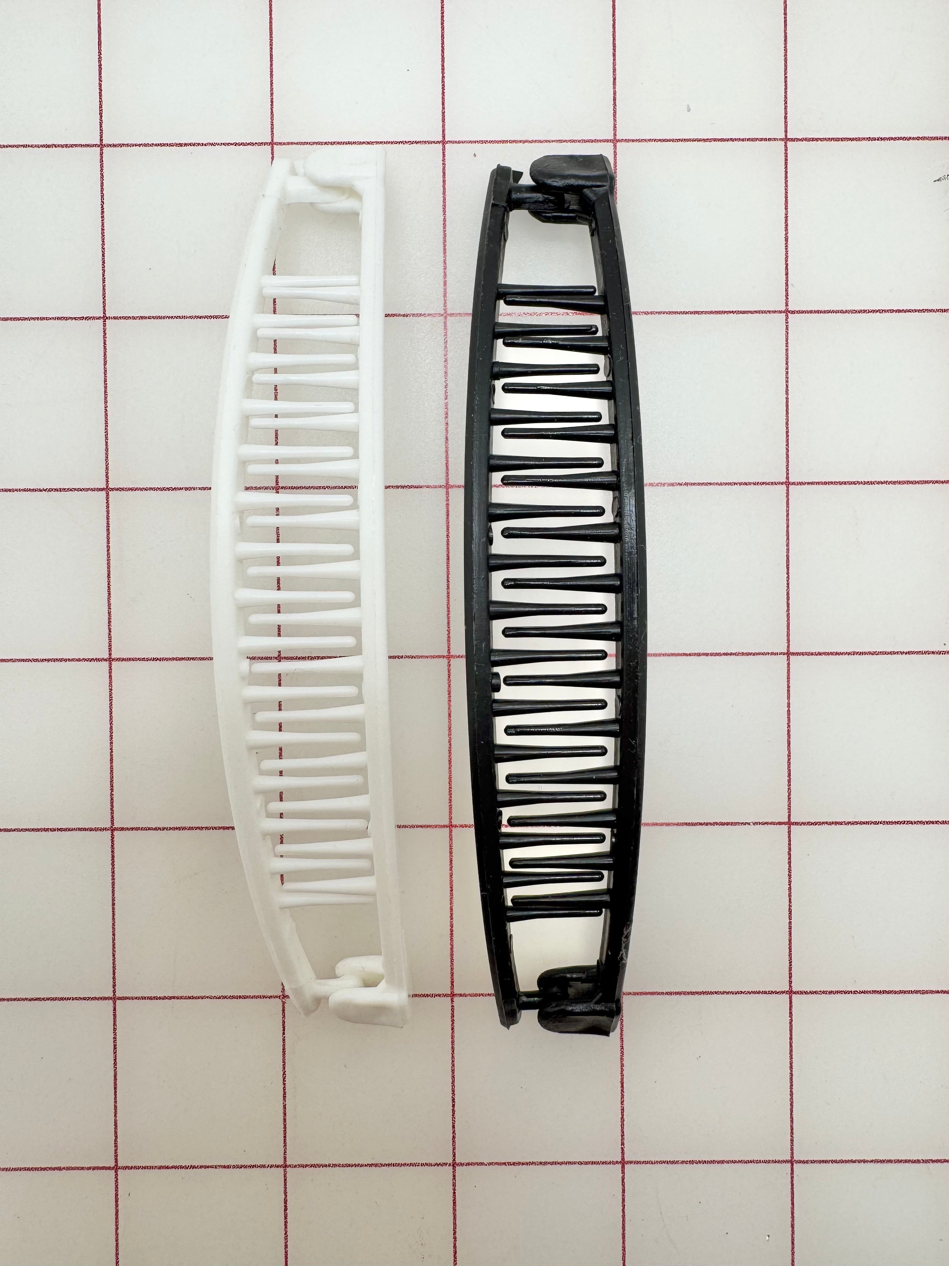 Black and White Plastic Hair Clips 2-Pack - Durable Hair Accessories for Women & Girls - Perfect for School, Work, and Everyday Styling
