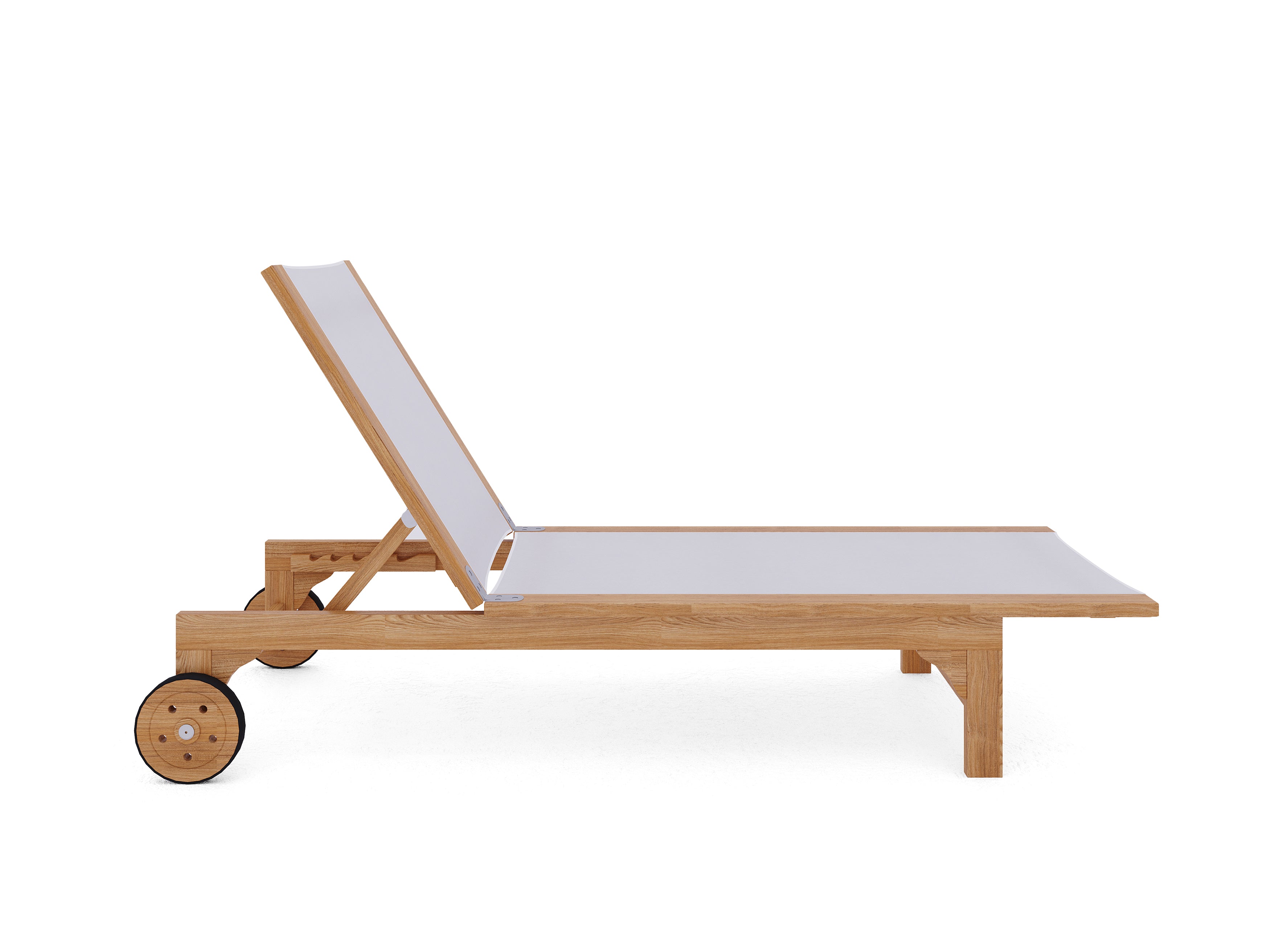 Premium White Elie Teak Outdoor Reclining Sun Lounger with Rear Wheels - Perfect for Poolside, Patio, Garden Relaxation and Sunbathing
