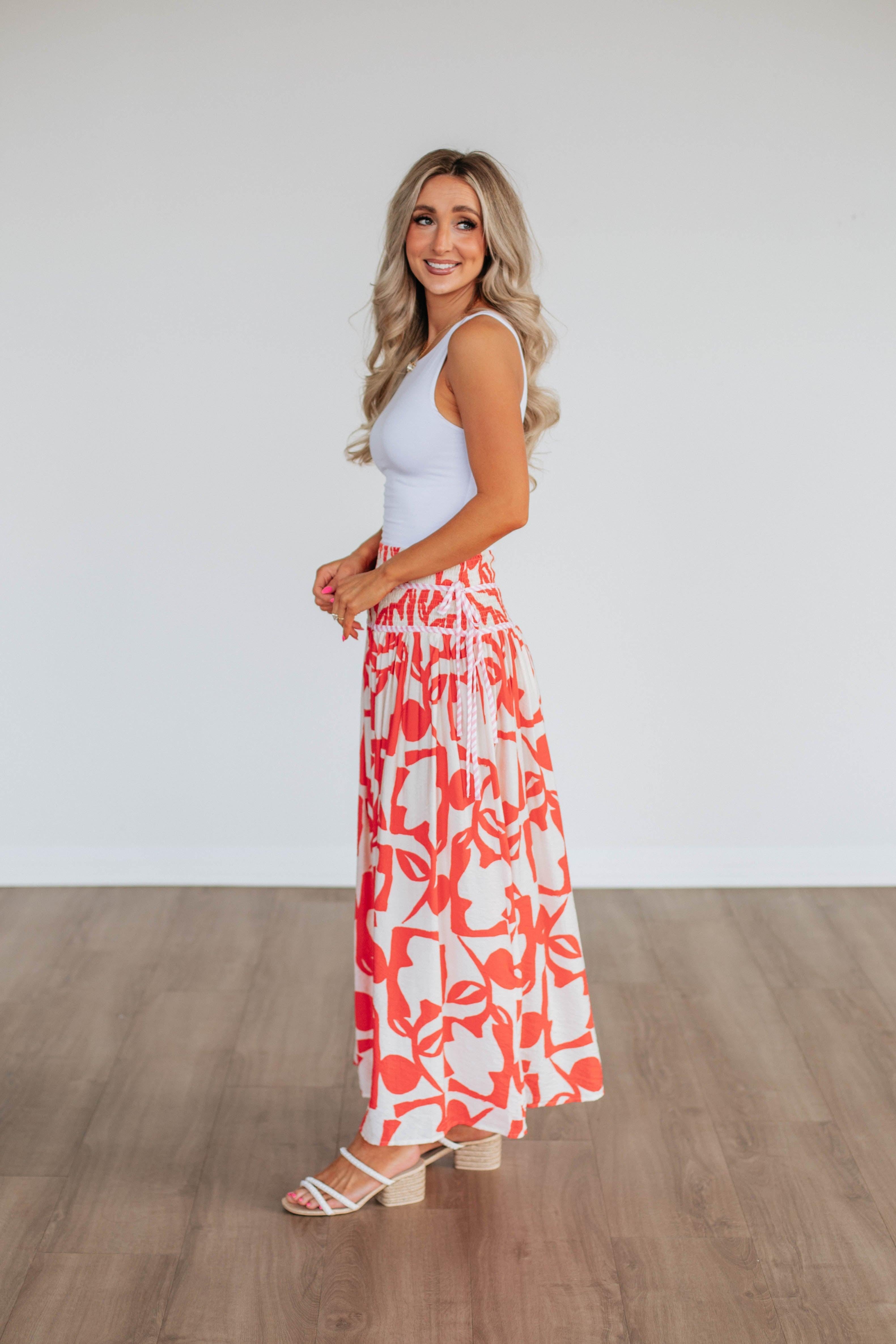 Ambria Maxi Skirt - Floral Print, Boho Style, Elastic Waist, Lightweight Fabric for Women | Perfect for Beach, Summer Outfits & Casual Wear