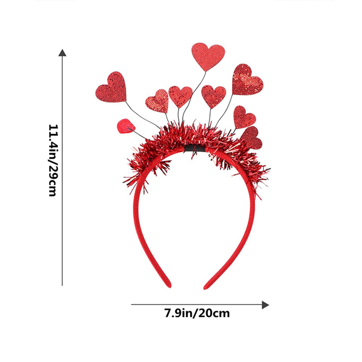 Valentine's Day Heart Headbands - Red Glitter Love Hair Accessories with Sequins for Women & Girls | Perfect for Valentine's Day, Weddings, Birthdays & New Year Parties | Fun Party Favors & Gift Ideas
