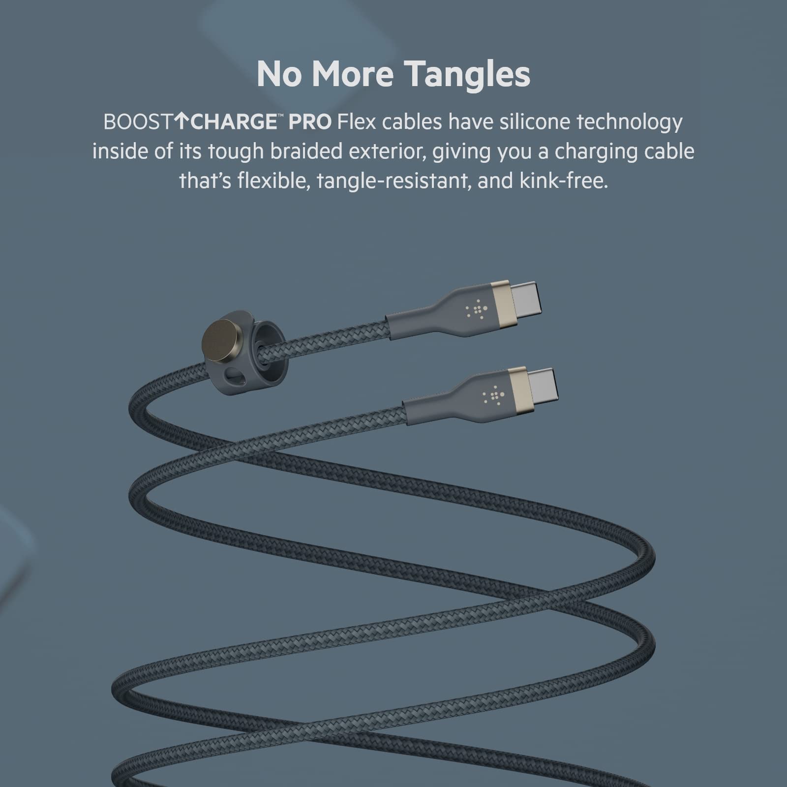 Belkin BoostCharge Pro Flex Braided USB-C to USB-C Fast Charging Cable 3.3ft (1m) - USB-IF Certified PD Charger for iPhone 15, Samsung Galaxy S24, MacBook Pro, iPad, Pixel - Durable Nylon Cord for Home, Office & Travel (Blue)