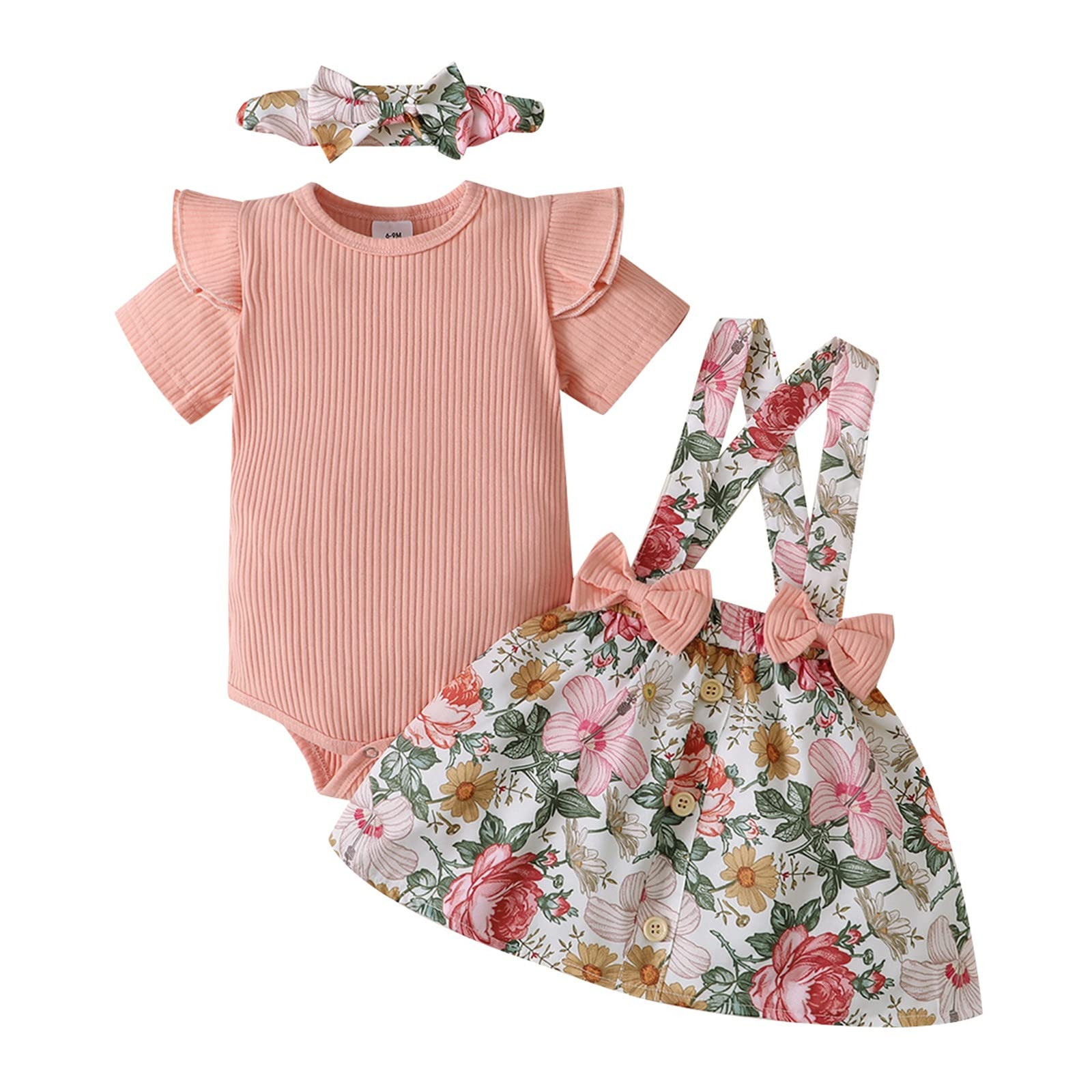 Girls' Clothing Size 7-8 | Sleeve Suspender Ruffle Outfits | Newborn Baby Girl Clothes 0-18 Months | Preemie Baby Girl Essentials | Perfect for Playdates, Parties & Photo Shoots