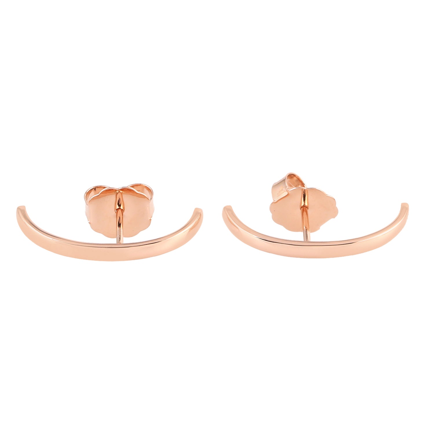 18K Rose Gold Half Moon Stud Earrings - Handmade Dainty Jewelry for Women, Gift for Her, Valentine's Day, Anniversary - Perfect for Everyday Wear, Date Night & Special Occasions
