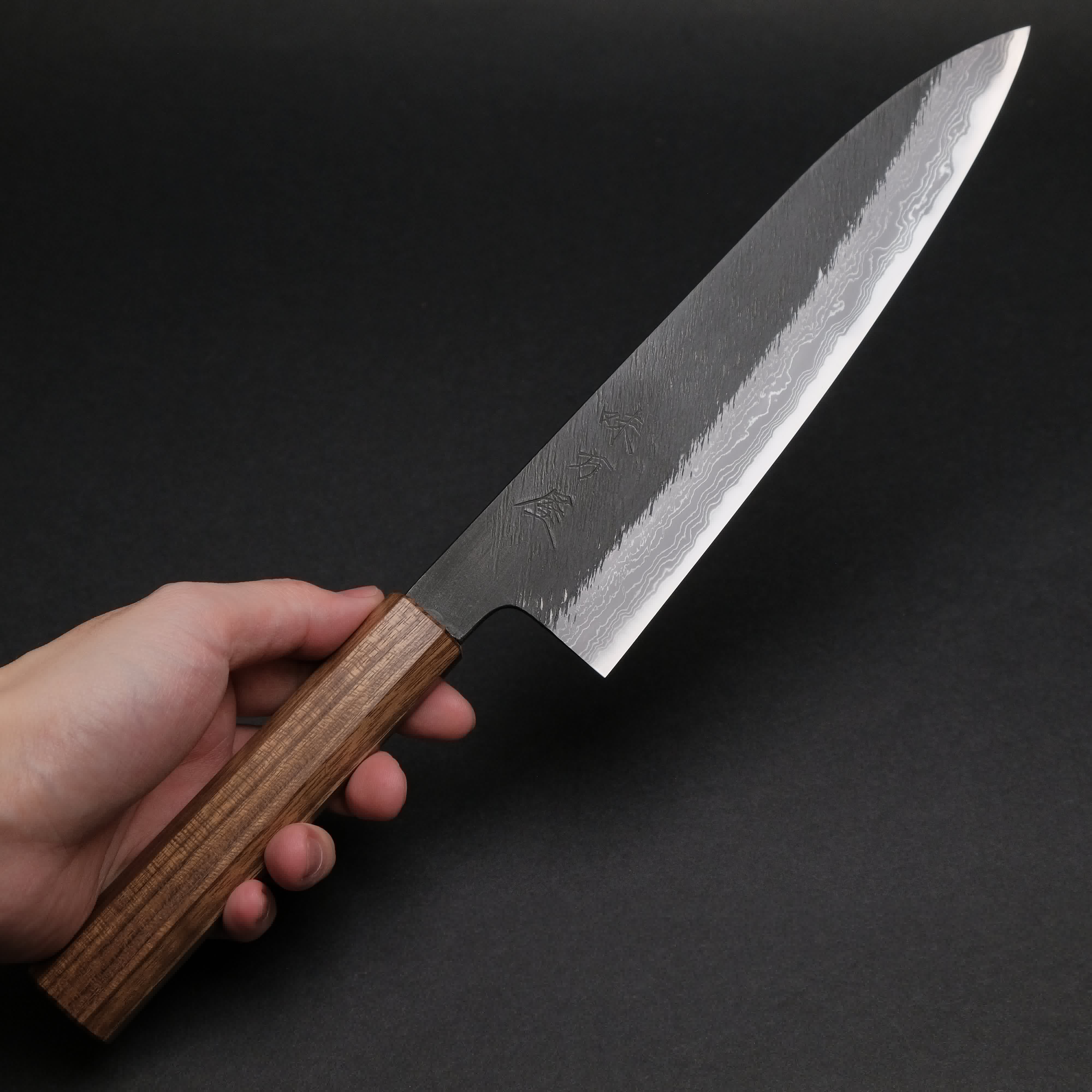 Premium Ajikataya White #2 Matsuba Damascus Gyuto 210mm Japanese Chef Knife with Ebony Handle - Perfect for Sushi, Meat Slicing & Professional Kitchen Use (#14)