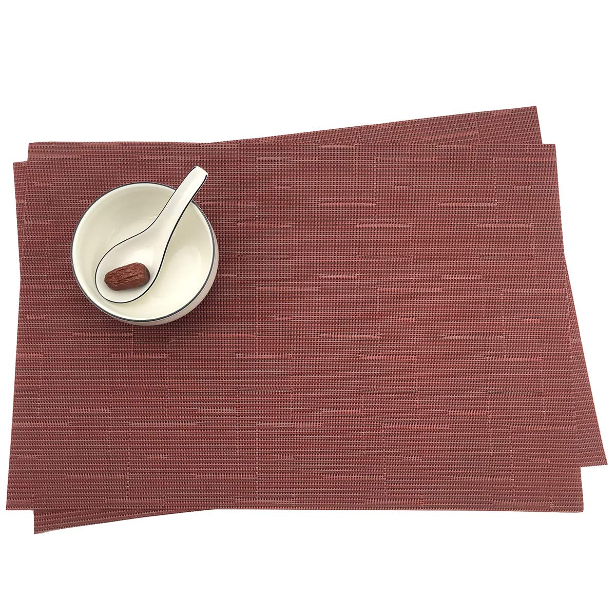Premium PVC Table Mats Set of 6 - Woven Vinyl Placemats 18