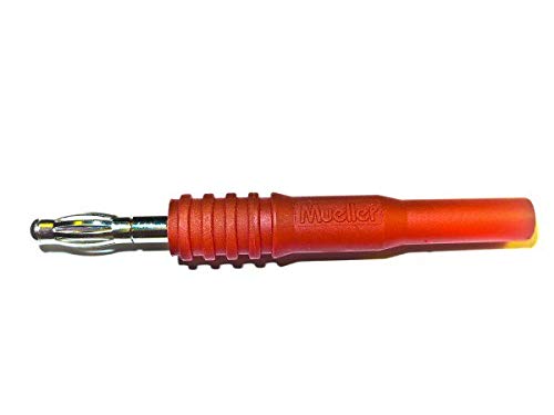 BU-32101-2 Red Insulated Banana Jack to Standard Banana Plug (5 Pack) - Perfect for Electronics Testing, Lab Equipment & DIY Electrical Projects
