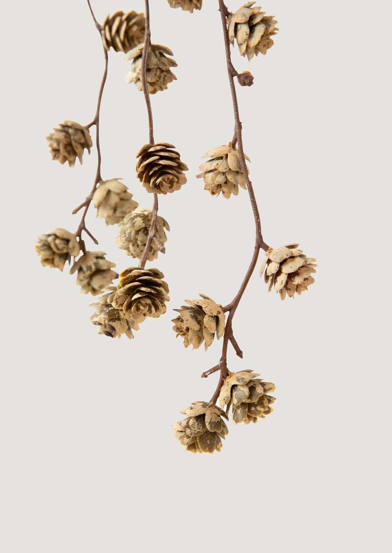 Natural Light Brown Artificial Pine Cone Hanging Branch - 51