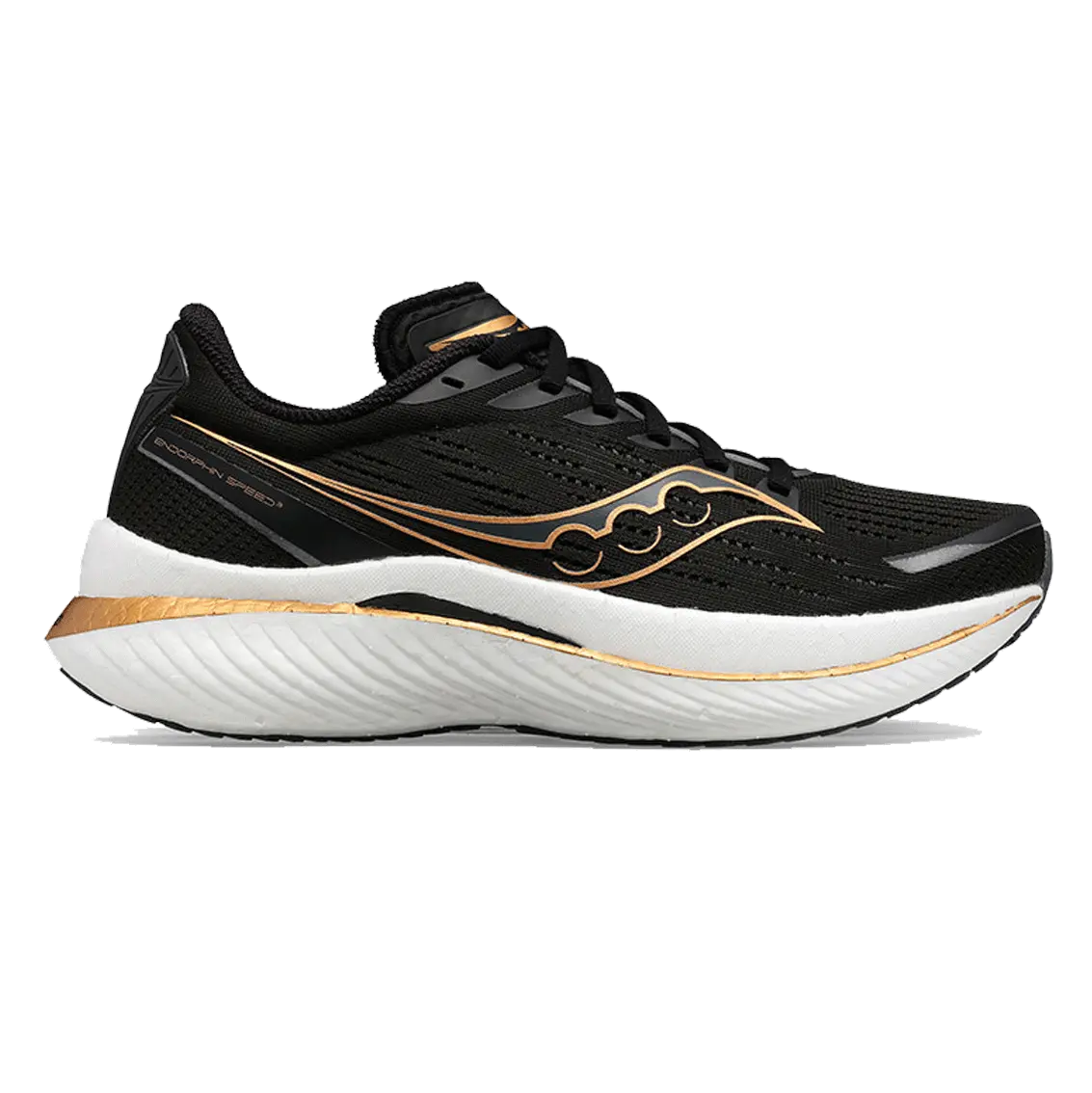 Women's Saucony Endorphin Speed 3 Running Shoes (Wide Width) - Black/Goldstruck - Lightweight Cushioned Road Running Shoes for Women | Perfect for Marathon Training, Long Distance Running & Daily Workouts