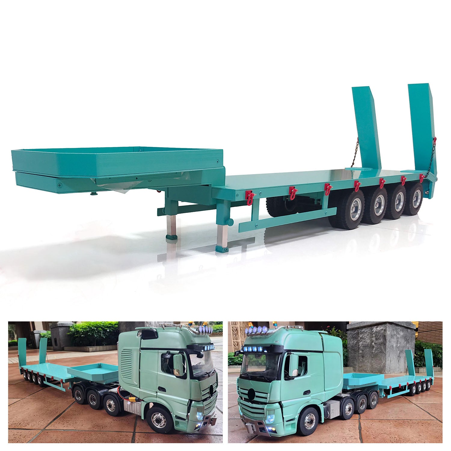 1/14 Scale RC Tractor Truck Metal 4 Axle Trailer with Hydraulic Dump System - Remote Controlled Construction Vehicle Model for Adults, DIY Hobby Toy Gift (Ideal for Construction Site Play & Collection Displays)
