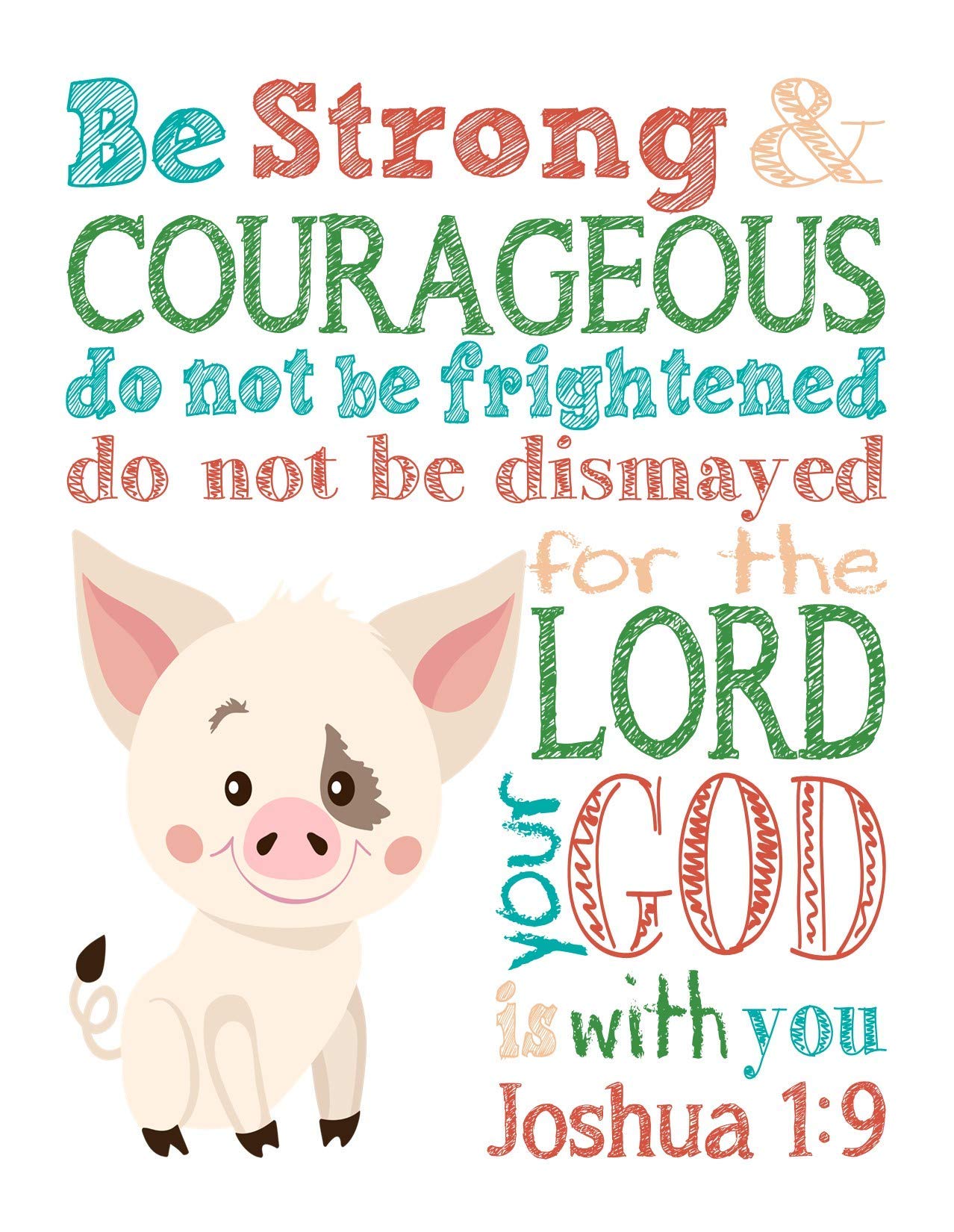 Moana Christian Nursery Decor - 4 Prints with Bible Verses for Baby Room