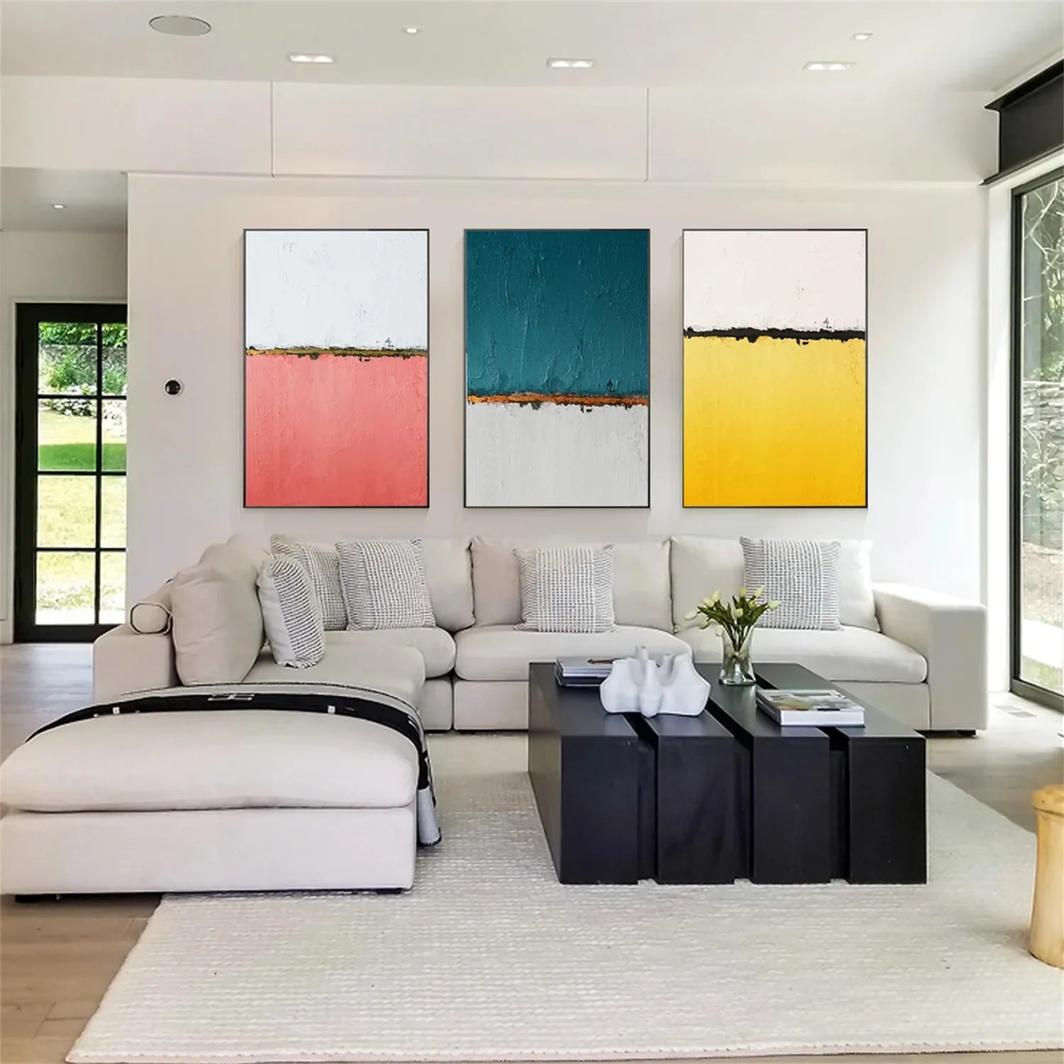 Abstract Painting Set of 3 - Modern Wall Art Canvas Prints for Living Room, Bedroom & Office Decor | #AB220