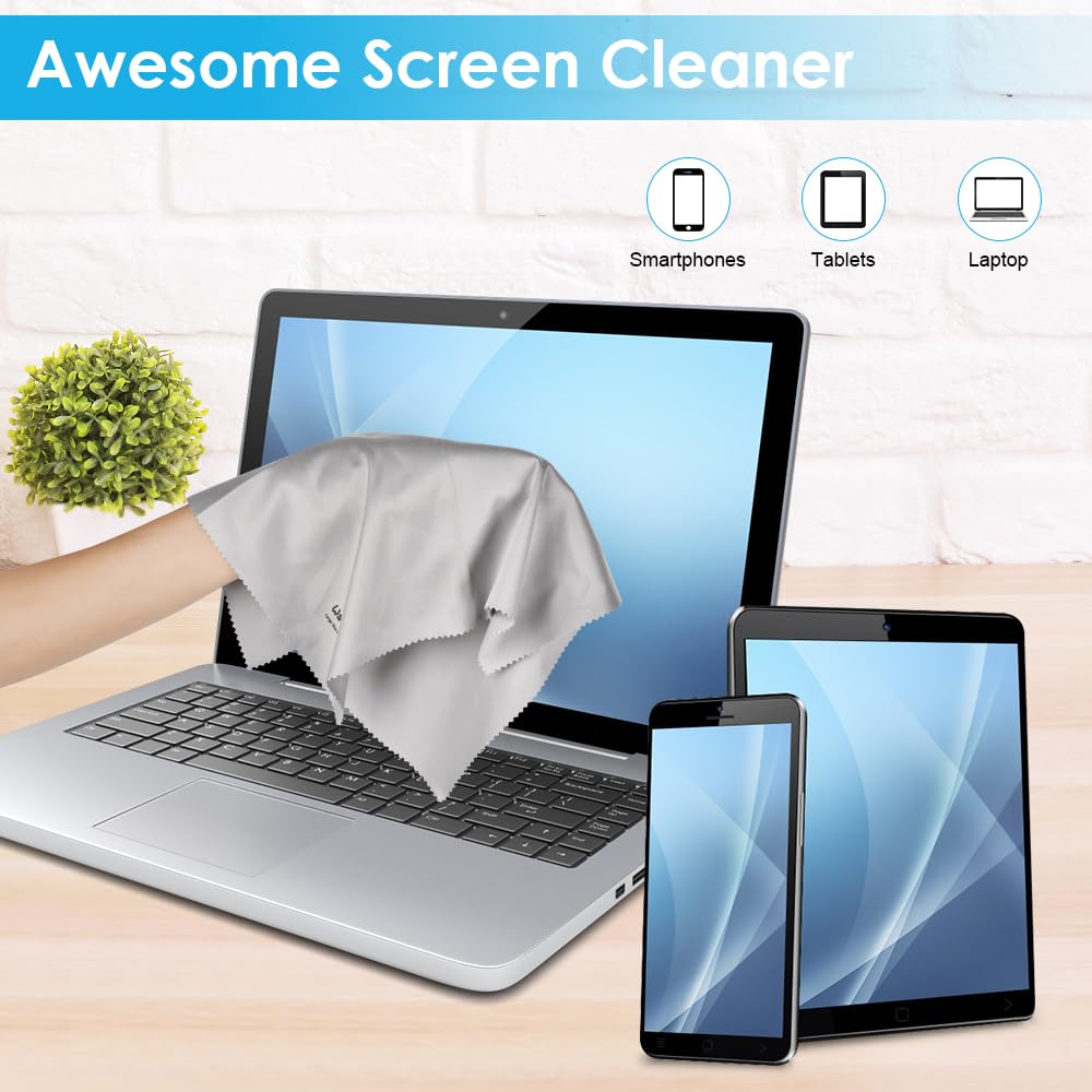 6PCS Premium Microfiber Eyeglass Cleaning Cloths - 12x12 Inches, Individually Wrapped for Glasses, Lenses, TV & Laptop Screens - Anti-Scratch & Easy Grip Design - Perfect for Home, Office, Travel & Daily Eyewear Care
