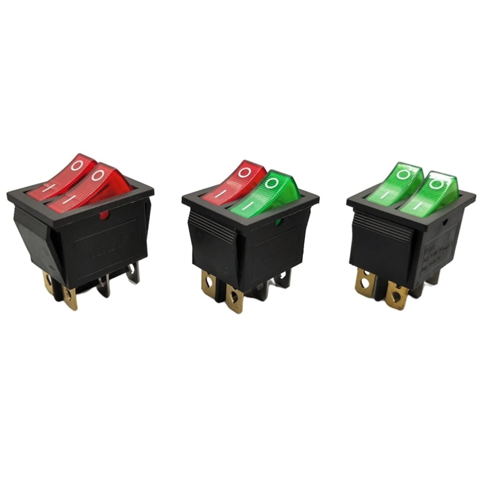 KCD8 6-Pin 16A 250V / 20A 125V Double Rocker Light Switch ON-OFF Power Switch for Boats, RVs, and Marine Applications (1Pcs, 2D4P) - Ideal for Electrical Panels, Control Boxes, and DIY Projects