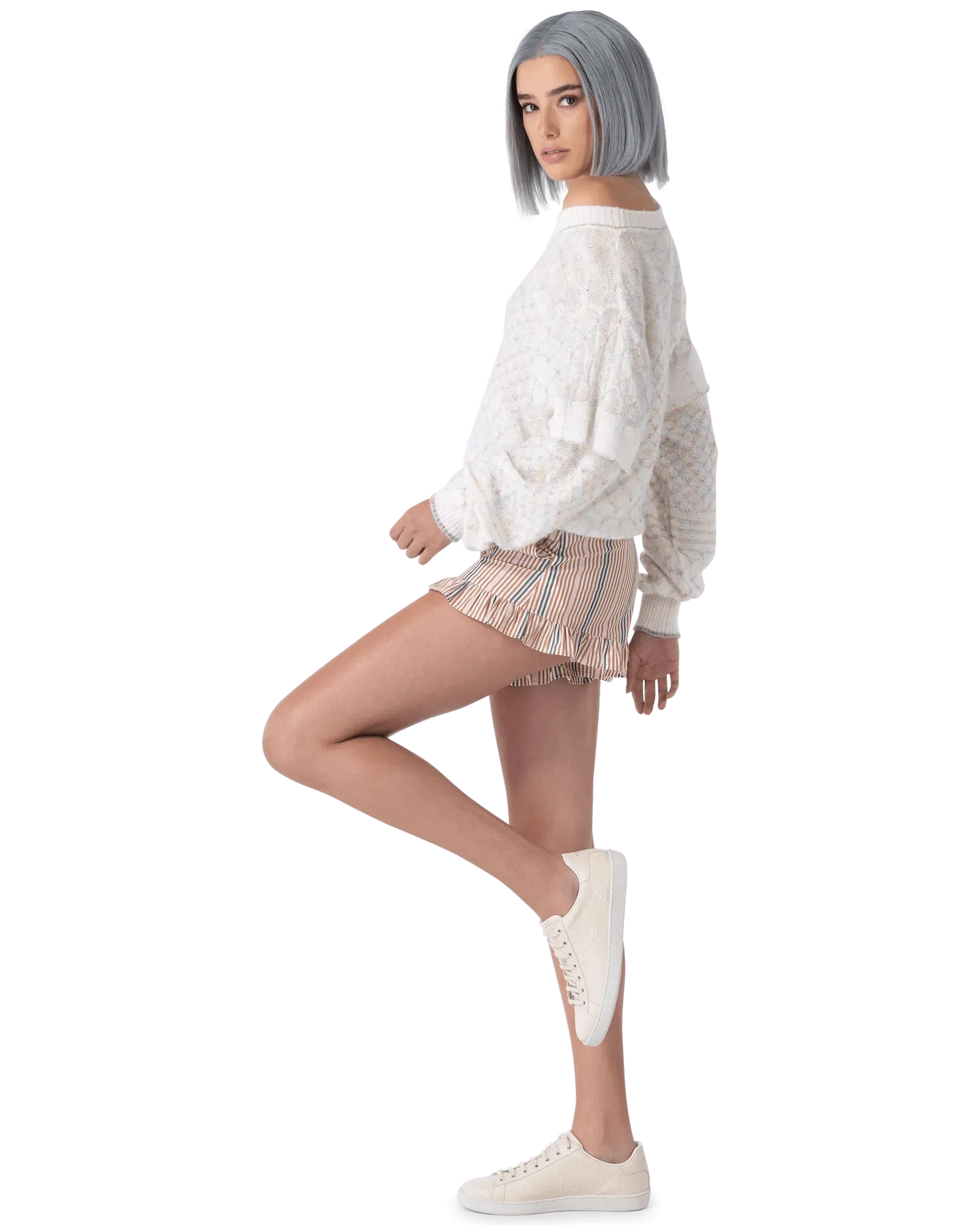 Stylish Linen Multicolor Metallic Crewneck Sweater for Women | Comfortable & Fashionable Knit Pullover | Perfect for Casual Outings, Office Wear & Fall Layering