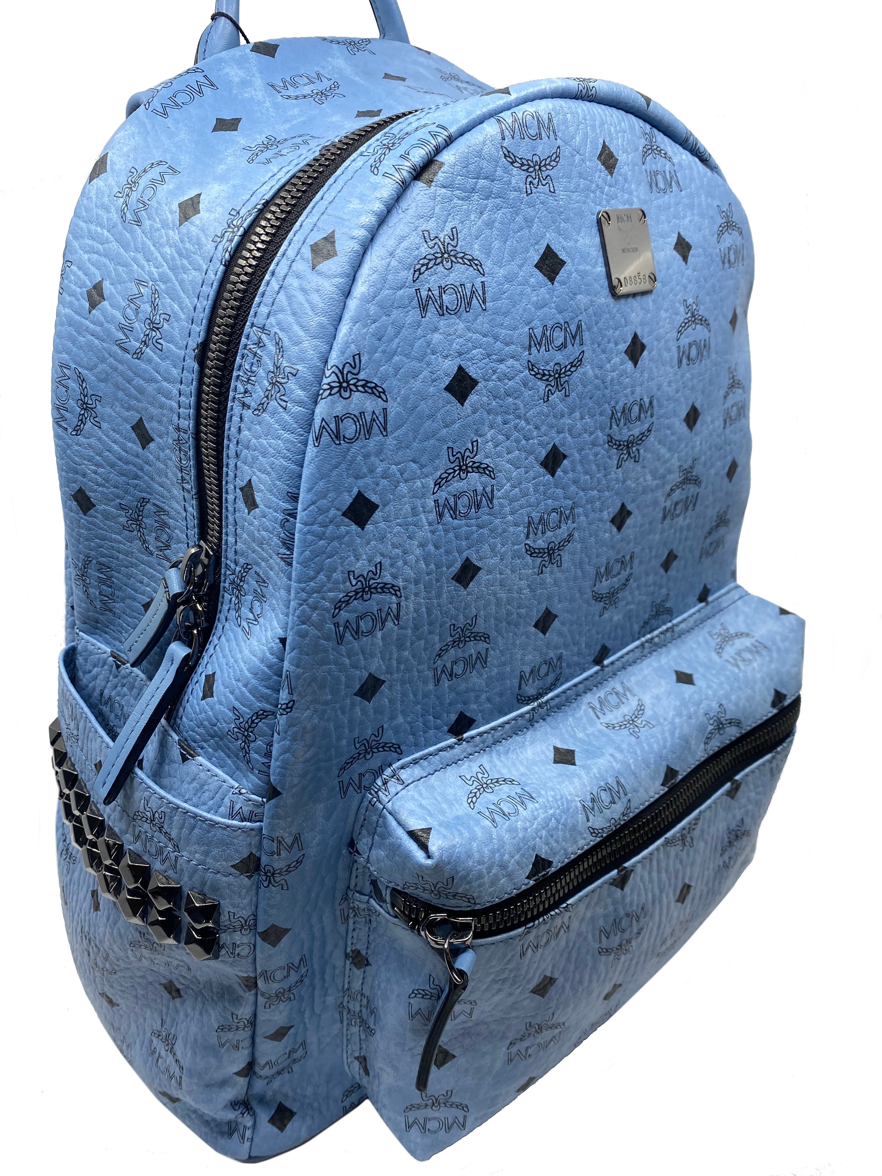 MCM Monogram Visetos Stark Large Backpack for Women & Men - Stylish Designer Laptop Backpack for Work, Travel & College - Durable Leather Shoulder Bag with Spacious Compartment