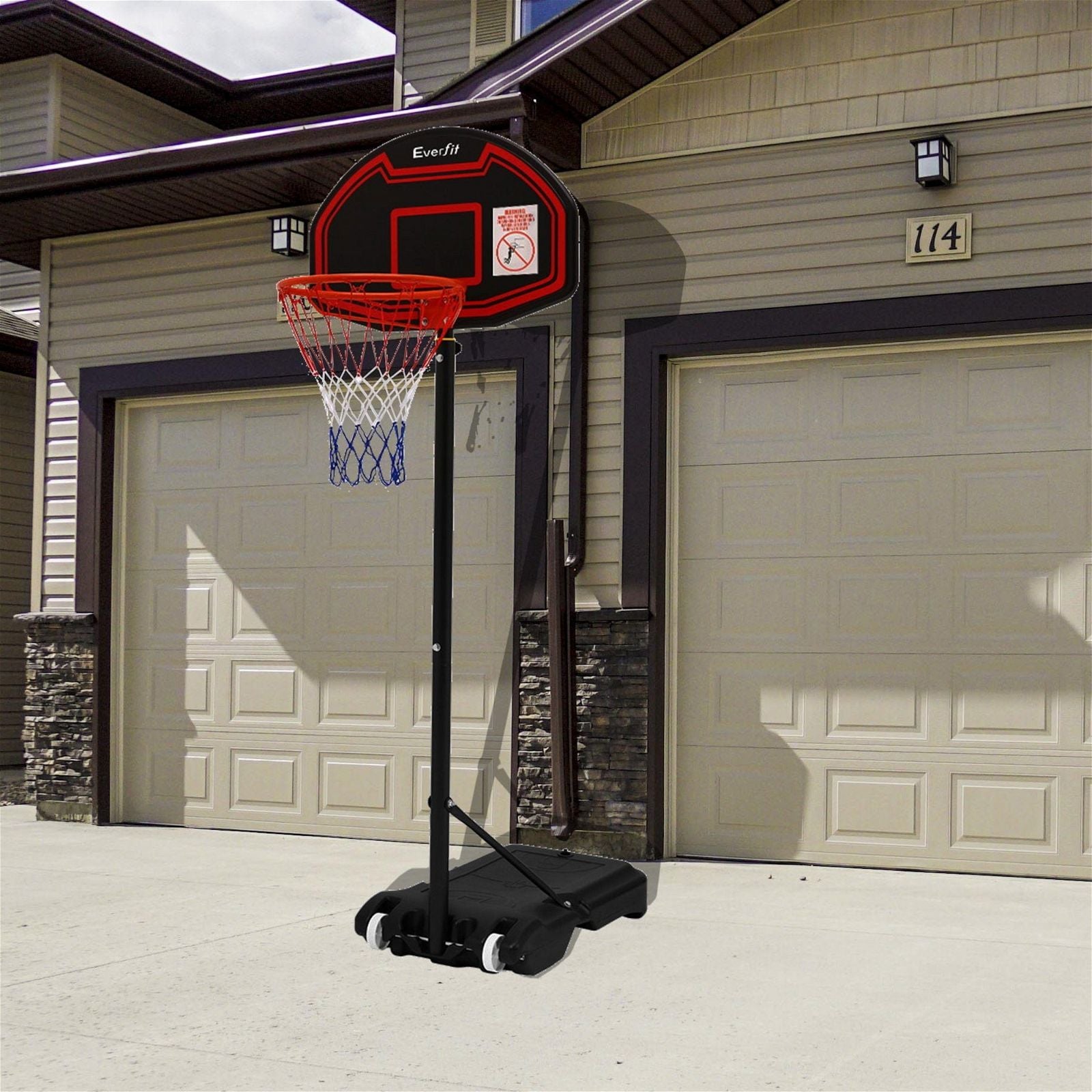 Everfit 2.1M Adjustable Portable Basketball Hoop System with Rim - Perfect for Driveway, Backyard & Outdoor Basketball Games - Black