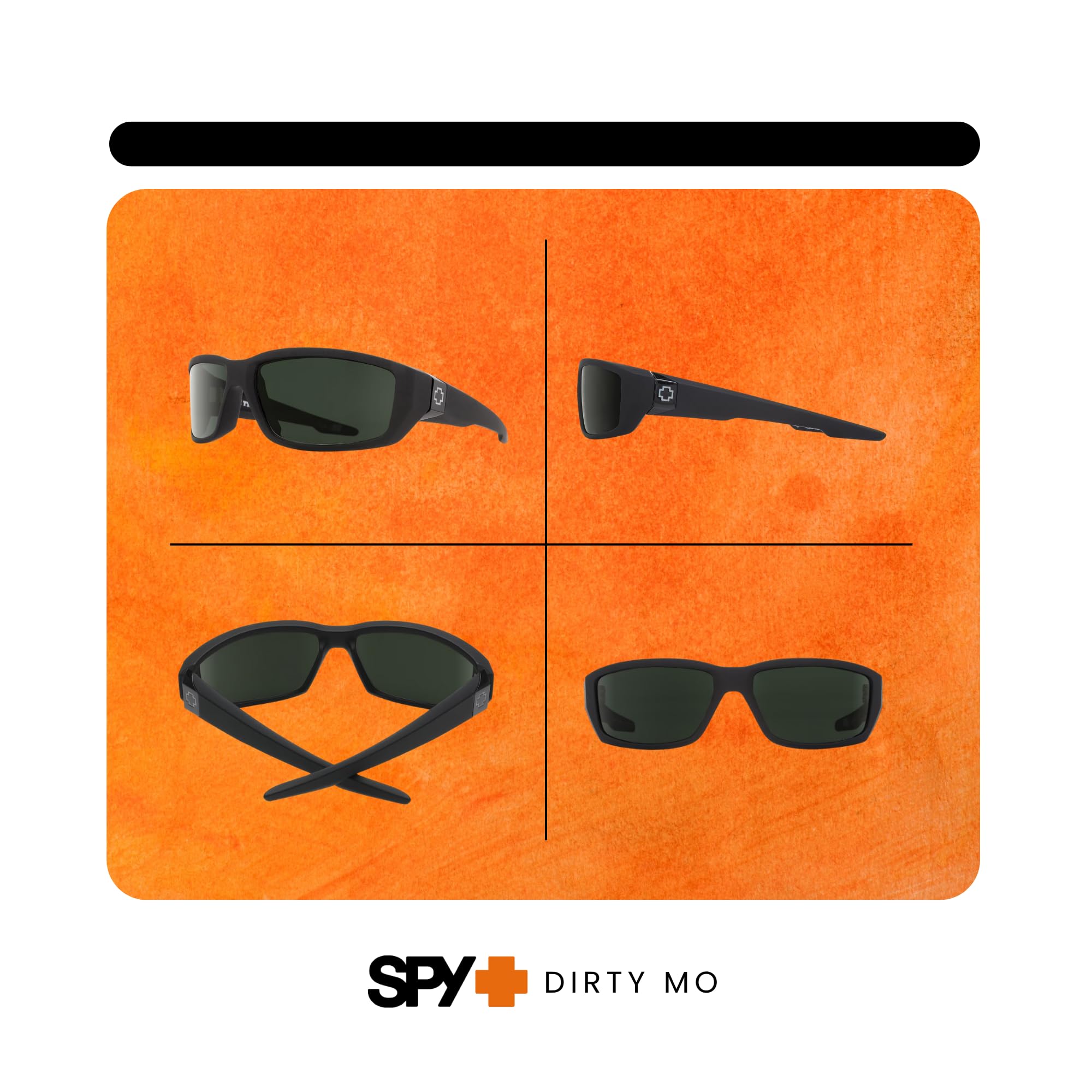 SPY Dirty Mo Rectangular Polarized Sunglasses for Men – UV Protection, Stylish & Durable – Bundle with Designer iWear Eyewear Kit – Perfect for Driving, Beach & Outdoor Activities