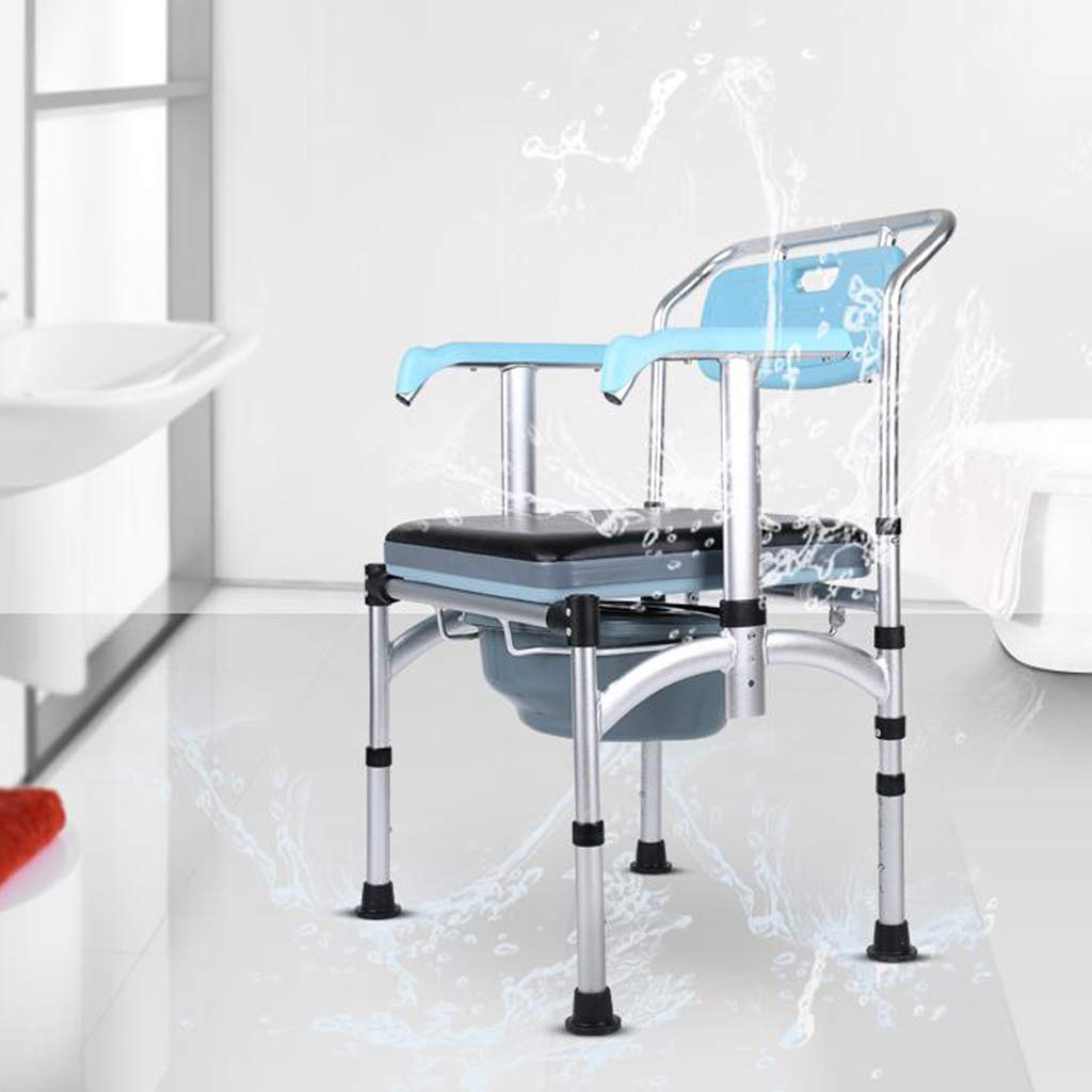3 in 1 Bariatric Commode Chair with Adjustable Handles - Folding Shower Bench & Toilet Seat for Seniors & Disabled - Splash Guard, Bucket & Lid - Space Saving Design for Bathroom Safety & Elderly Care