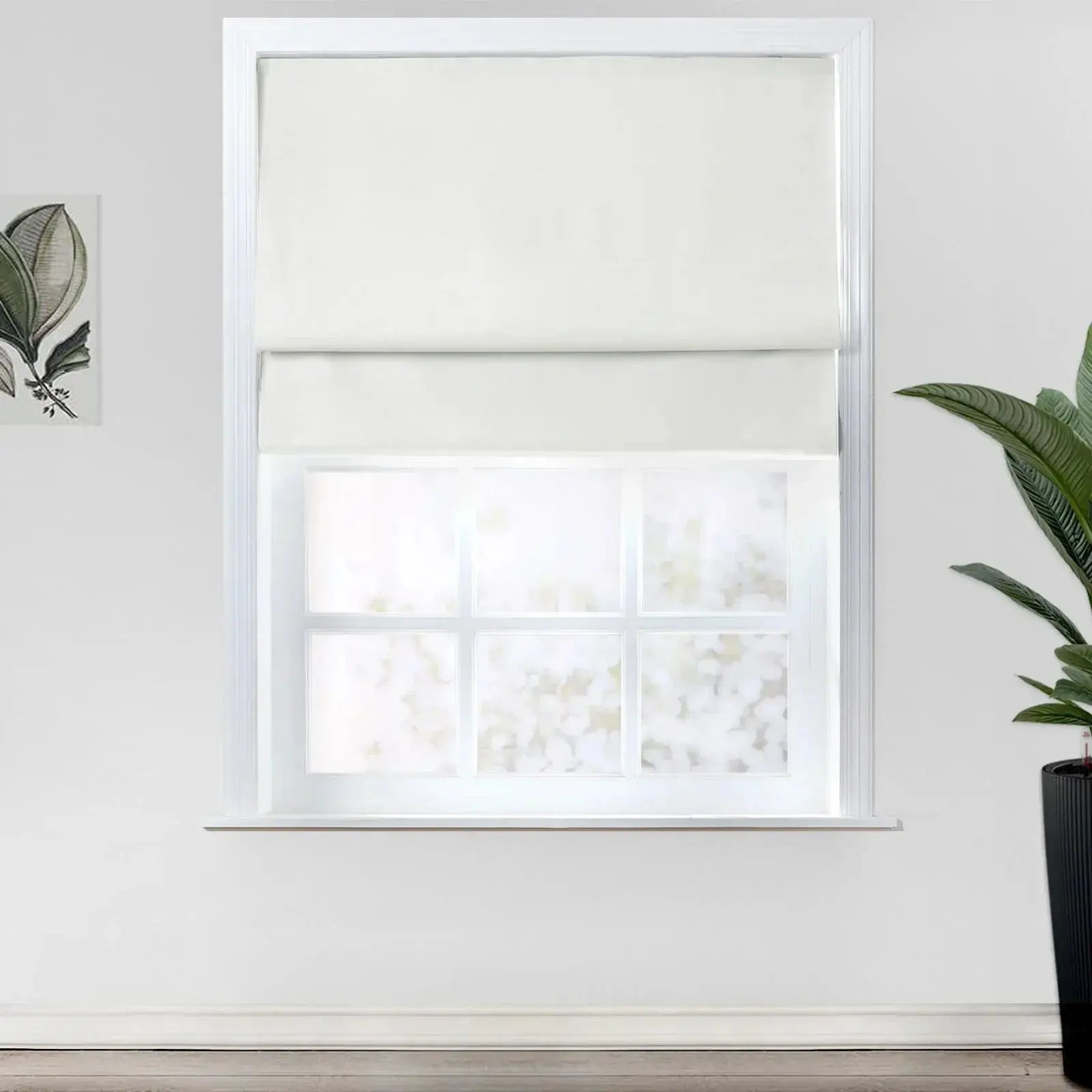 Birkin Velvet Roman Shade - Cordless Window Treatment with Wooden Headrail for Living Room & Bedroom Blackout
