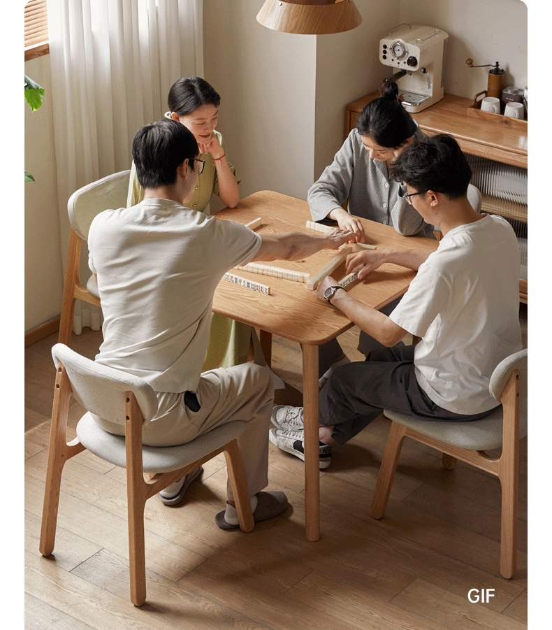 Solid Oak Wood Slanted Leg Square Dining Table - Modern Farmhouse Style for Kitchen, Dining Room & Small Spaces