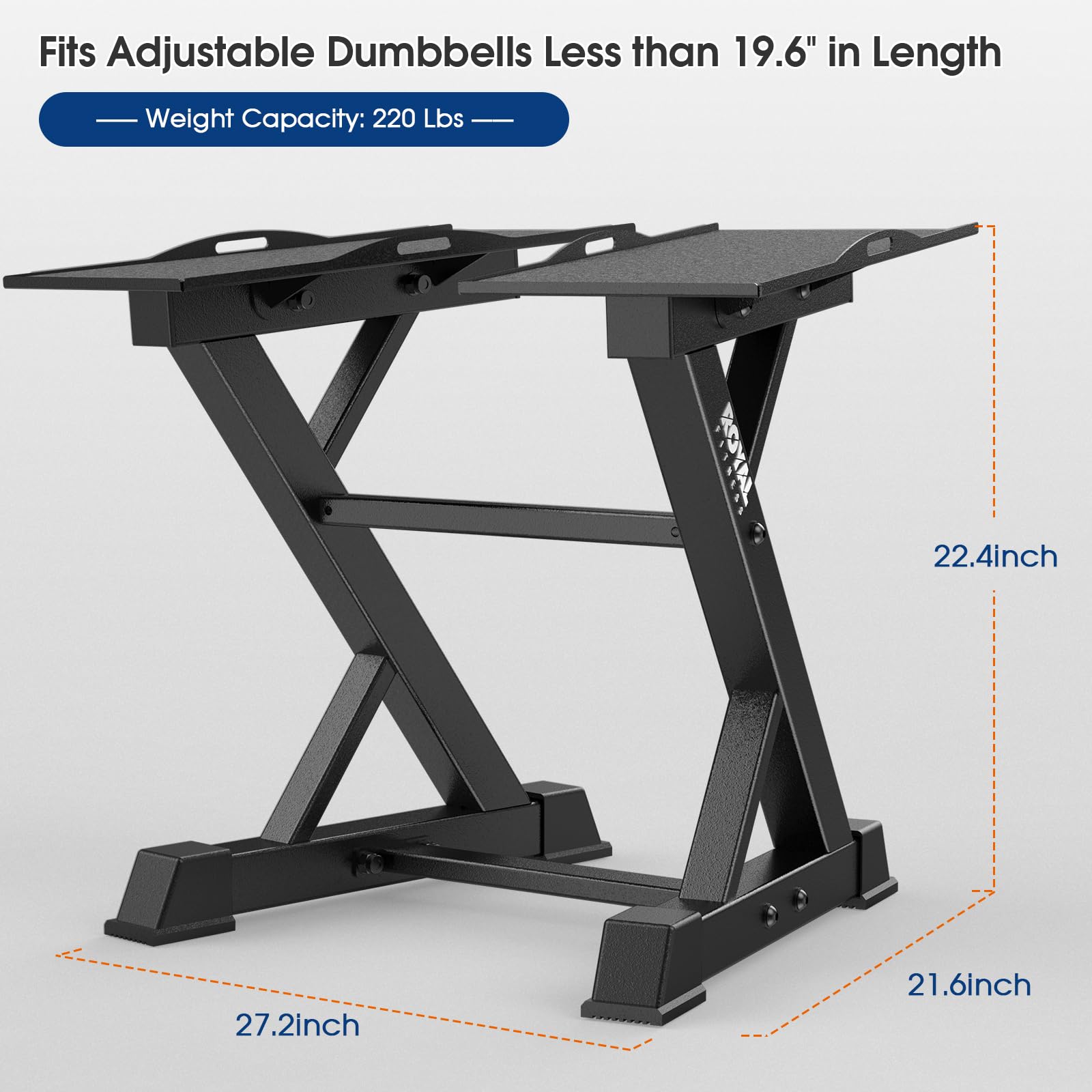 Heavy Duty Adjustable Dumbbell Rack - Black Home Gym Dumbbell Storage Stand Holder for Weight Plates & Free Weights - Perfect for Garage Gym, Basement Workout & Fitness Room Organization