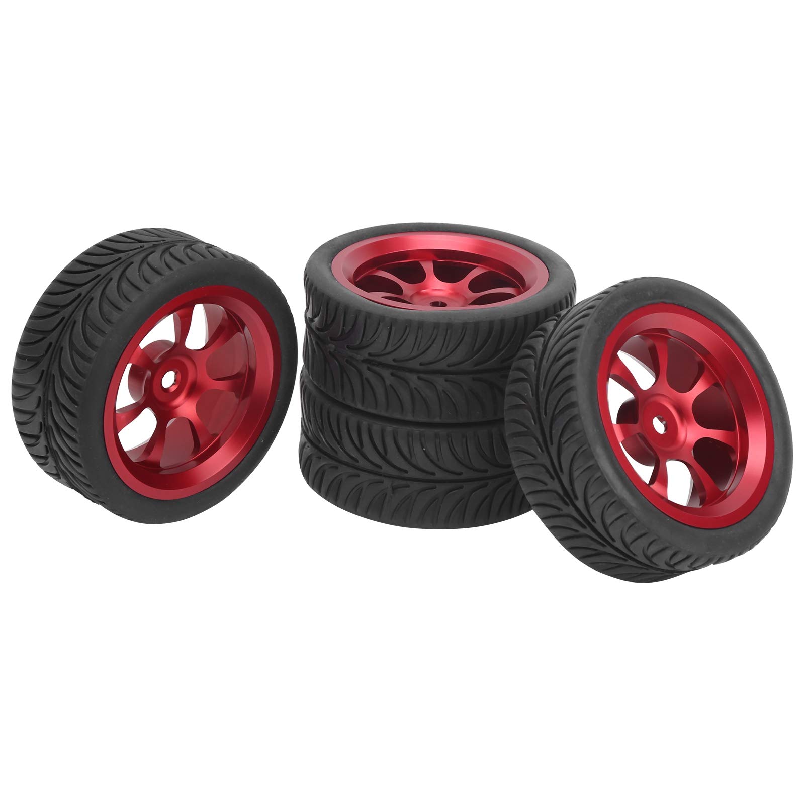 Durable Red RC Metal Wheel Hub & Tire Set - Lightweight Aluminum Alloy with Rubber for Wltoys 144001 1/14 Scale RC Cars - Perfect for Off-Road Racing and Drifting Performance