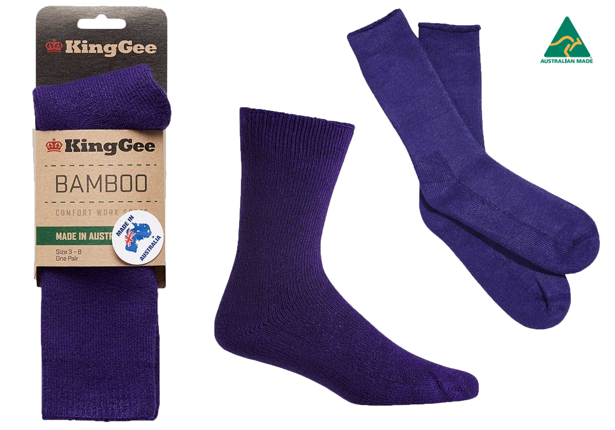 6 Pairs KingGee Women's Bamboo Work Socks - Breathable & Comfortable Australian-Made Socks for Nurses, Chefs & Outdoor Workers