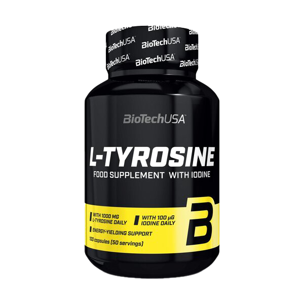 BioTechUSA L-Tyrosine 100 Capsules - Premium Amino Acid Supplement for Focus, Energy & Stress Relief - Ideal for Workouts, Study & Mental Clarity