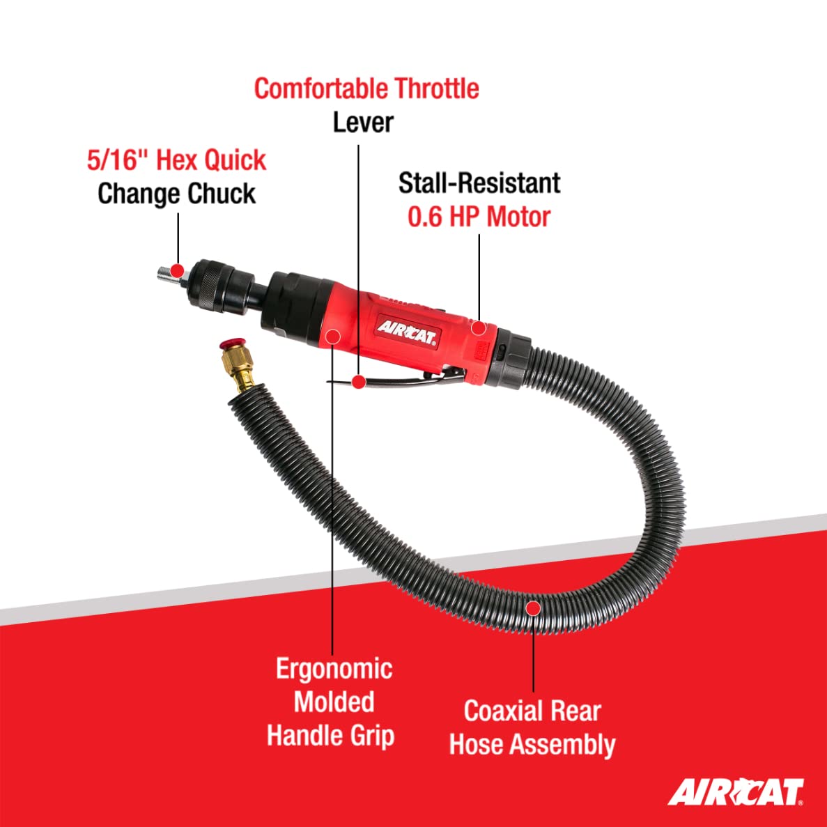 AIRCAT 6403 .6 HP Low Speed Composite Tire Buffer - 3,600 RPM Pneumatic Tire Polisher for Car, Truck & Motorcycle Wheels - Professional Auto Detailing & Tire Shine Tool