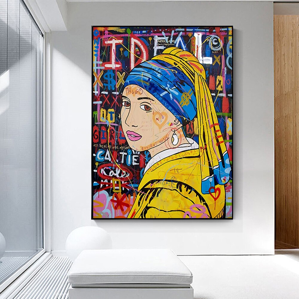 Banksy Milkmaid Canvas Wall Art - Authentic Street Art Print for Home & Office Decor | Perfect for Living Room, Bedroom & Gallery Walls