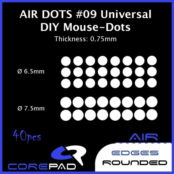 Corepad Skatez AIR Mouse Feet #09 Universal DIY Dots - Ultra Smooth Gliding for Gaming & Office Mice - Perfect for Esports, Work & Daily Use